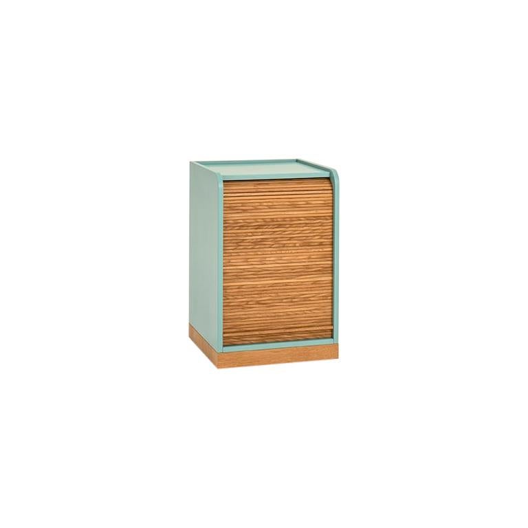 Tapparelle Roll Cabinet on Wheels by Colé, Light Blue-Green, Minimal Design