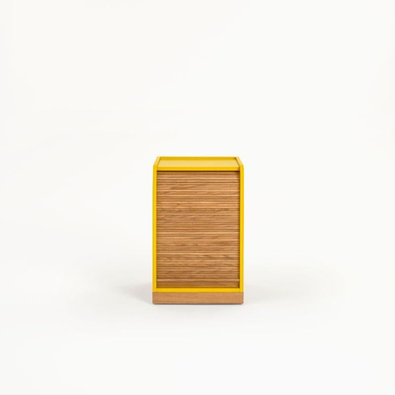 Modern Tapparelle Wheels Cabinet, Mustard Yellow by Colé Italia