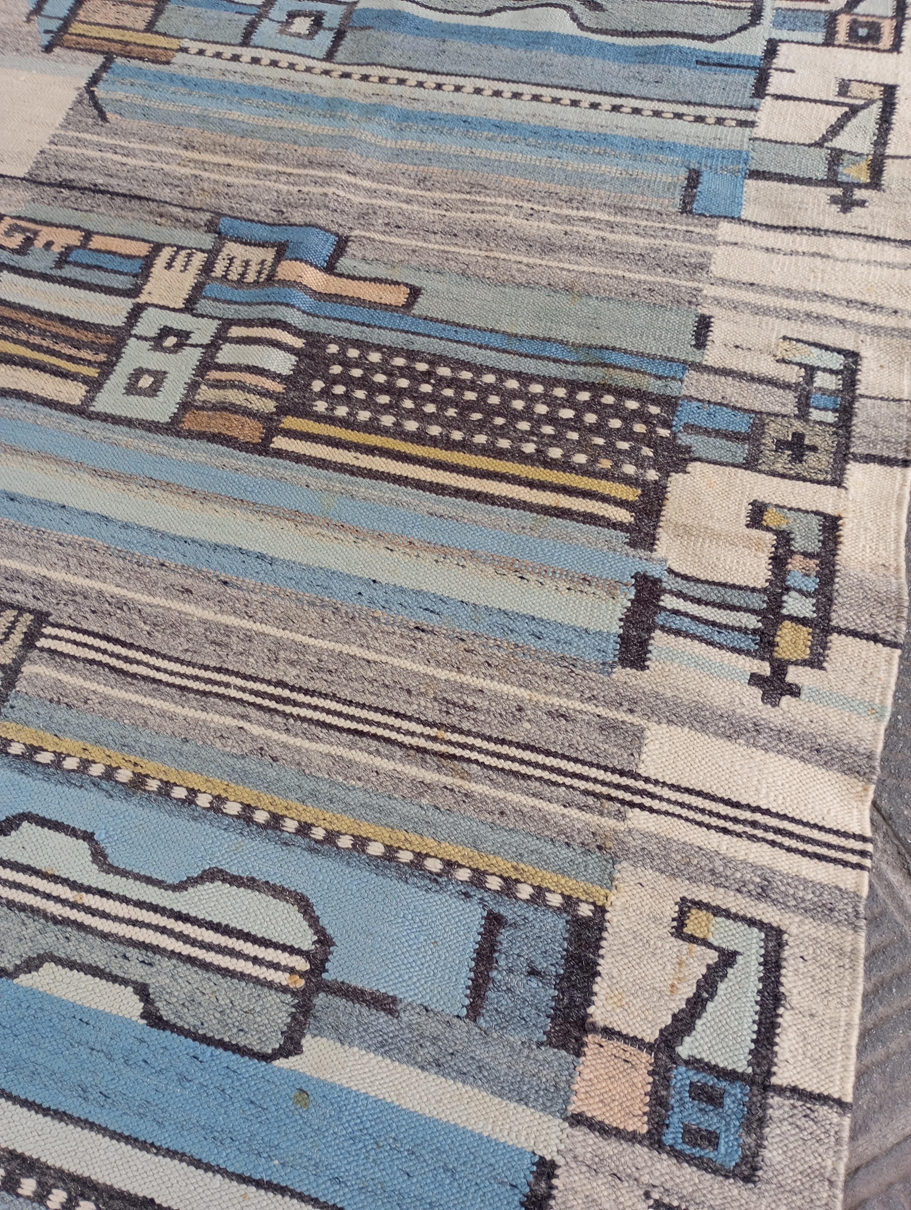Cepelia hand-woven wool rug/arazzo (Poland) 1970s For Sale 6