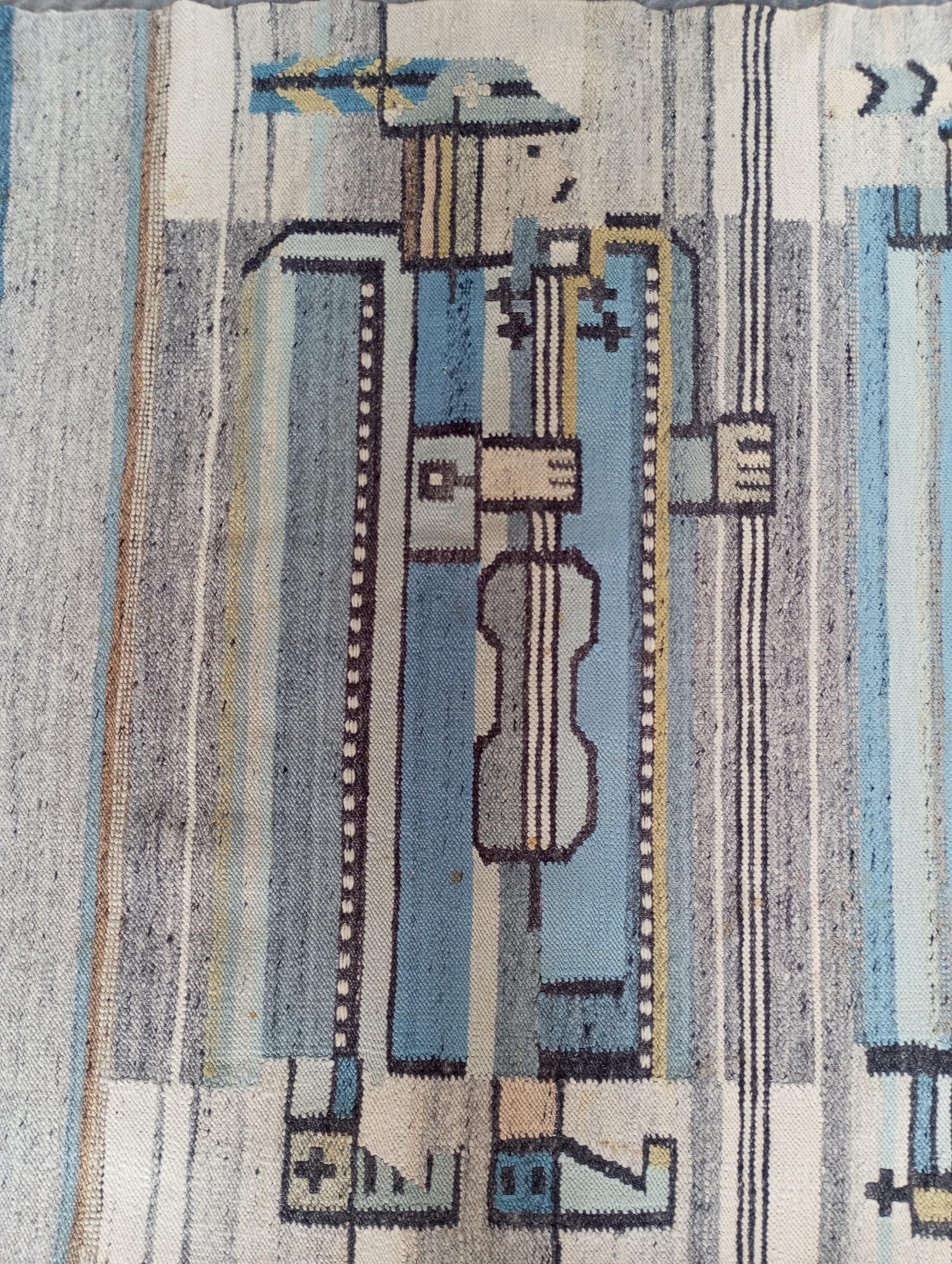 Polish Cepelia hand-woven wool rug/arazzo (Poland) 1970s For Sale