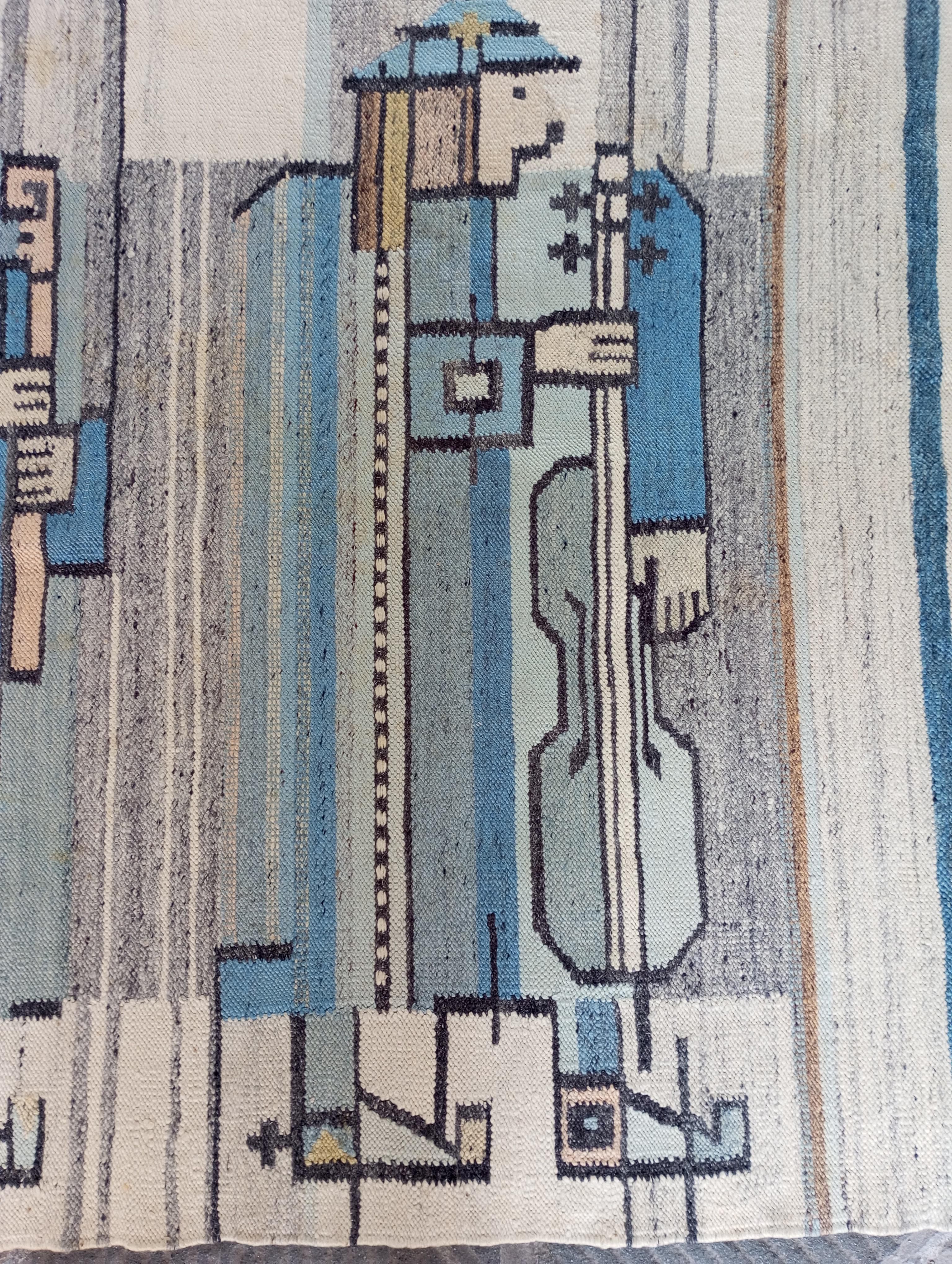 Hand-Woven Cepelia hand-woven wool rug/arazzo (Poland) 1970s For Sale