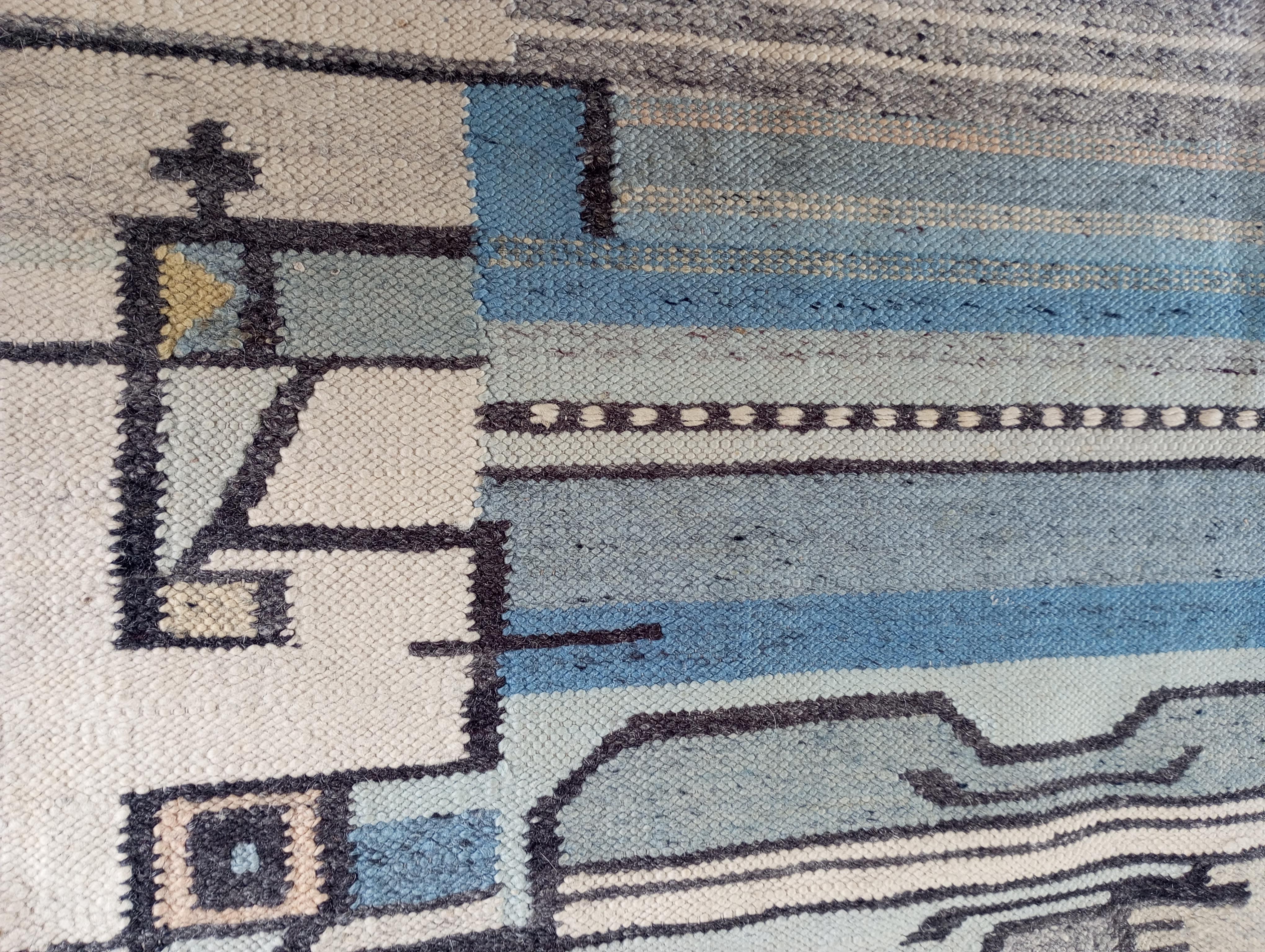 Wool Cepelia hand-woven wool rug/arazzo (Poland) 1970s For Sale