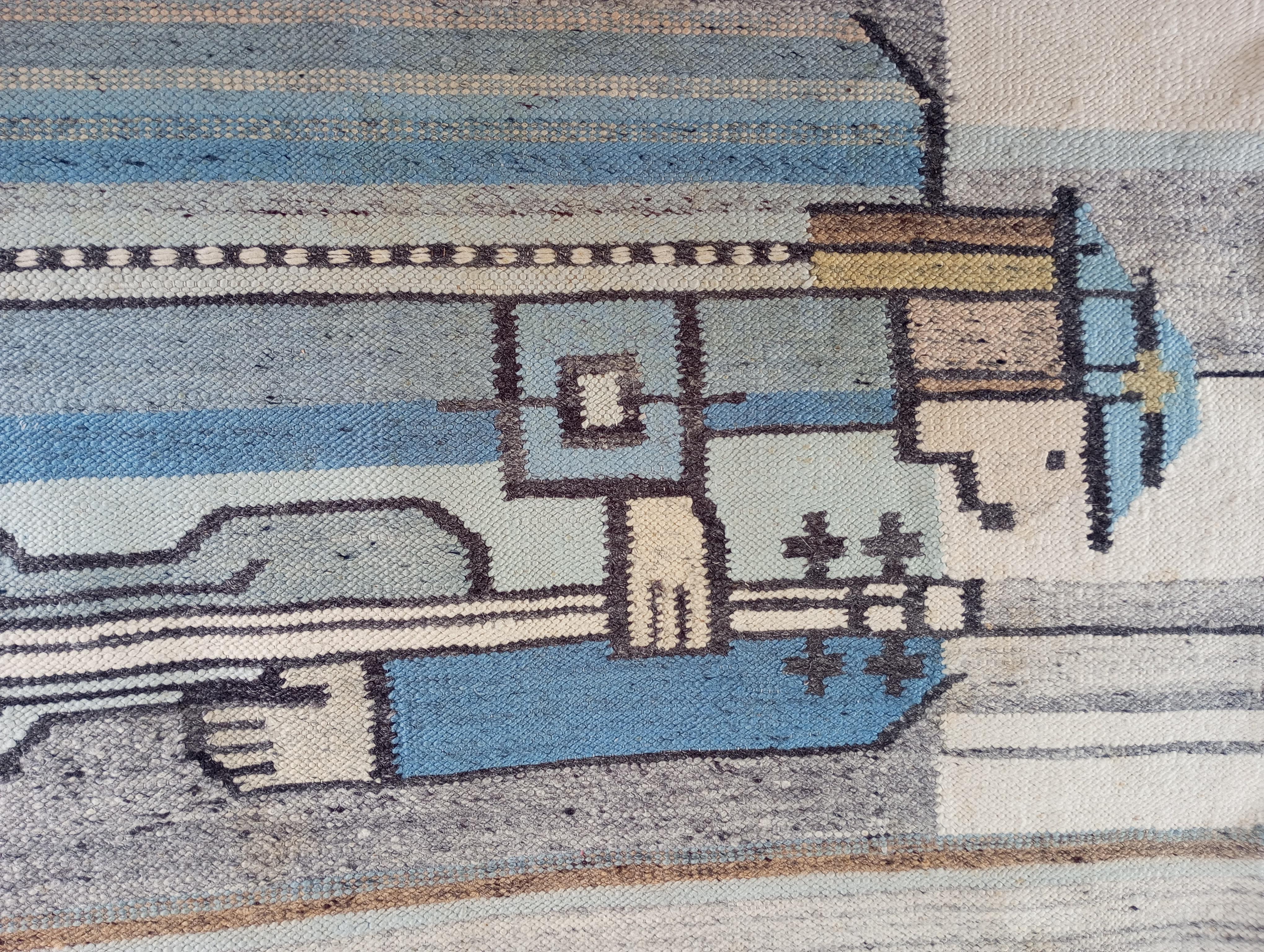 Cepelia hand-woven wool rug/arazzo (Poland) 1970s For Sale 2