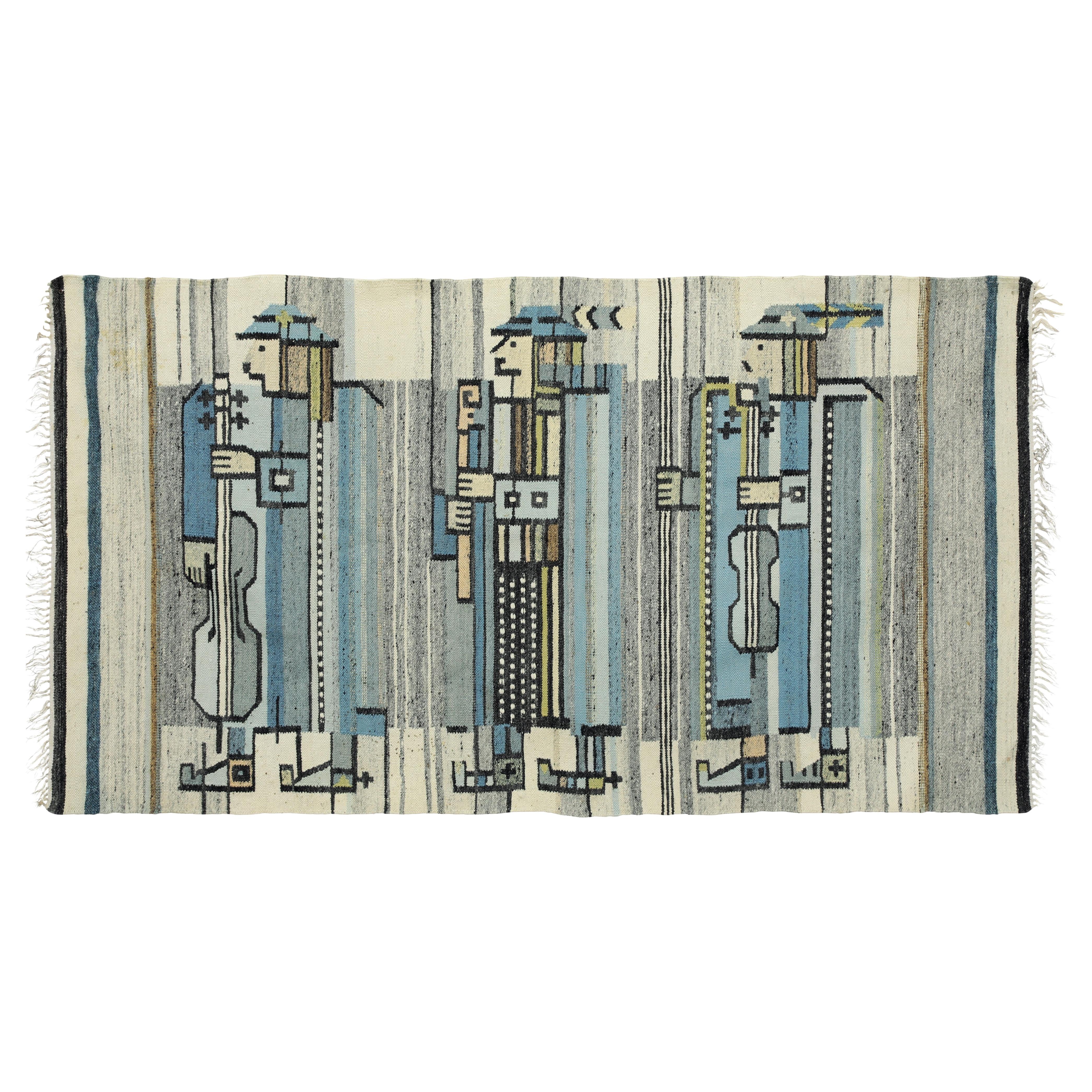 Cepelia hand-woven wool rug/arazzo (Poland) 1970s For Sale