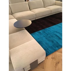 Tappeto artigianale pezzo unico turchese marrone by Deanna Comellini 170x240 cm