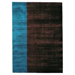 Tappeto artigianale pezzo unico turchese marrone by Deanna Comellini 170x240 cm