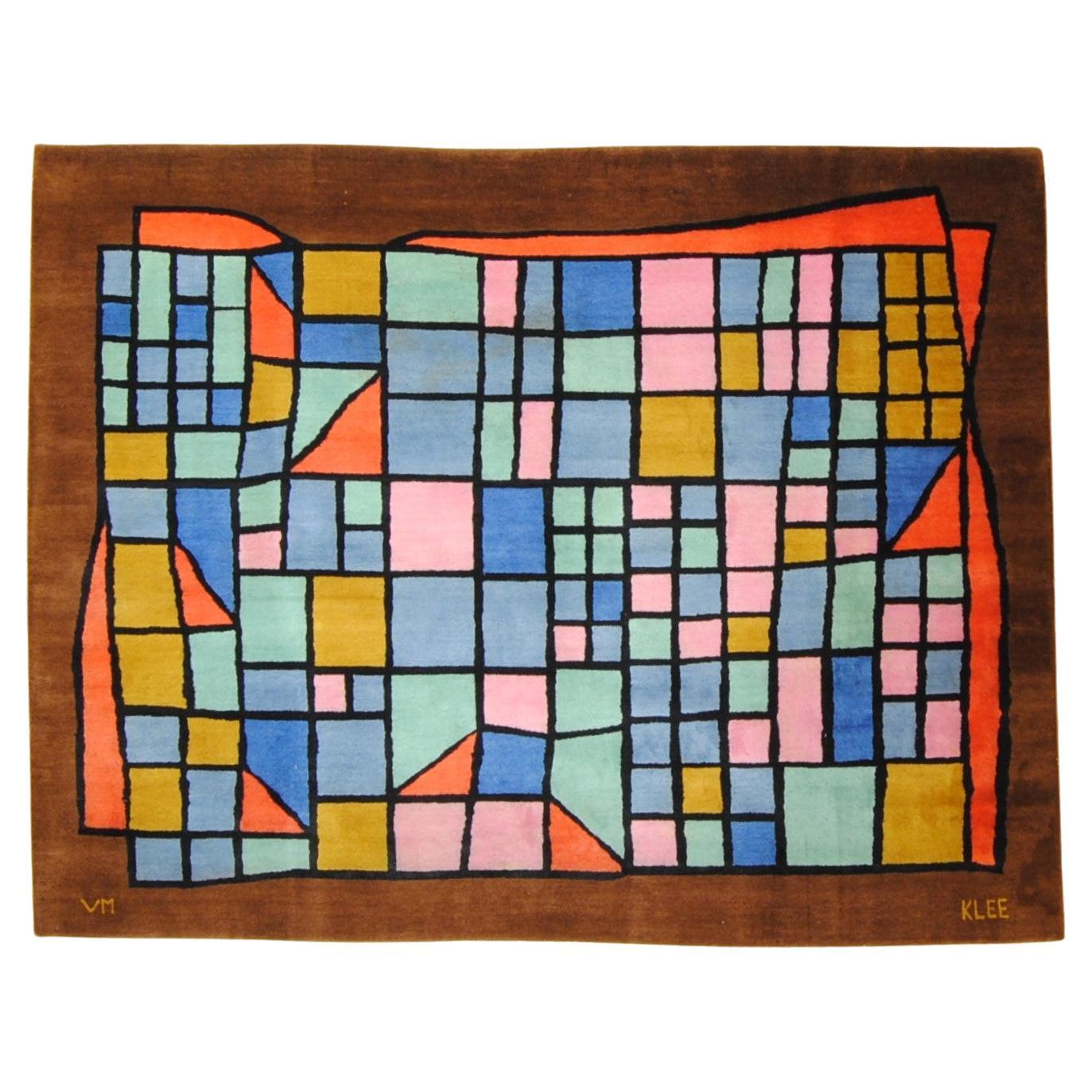 "Stained Glass" 1940 art rug by Paul Klee  Atelier Elio Palmisano Milan For Sale