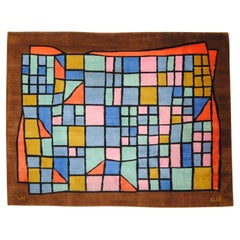 Vintage "Stained Glass" 1940 art rug by Paul Klee  Atelier Elio Palmisano Milan