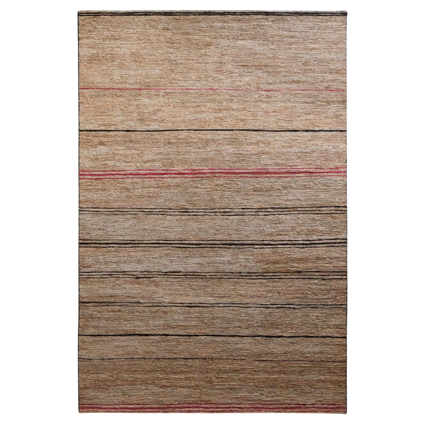 Tapipeto beige righe in iuta naturelle intrecciato a mano 200x300 cm en stock en vente