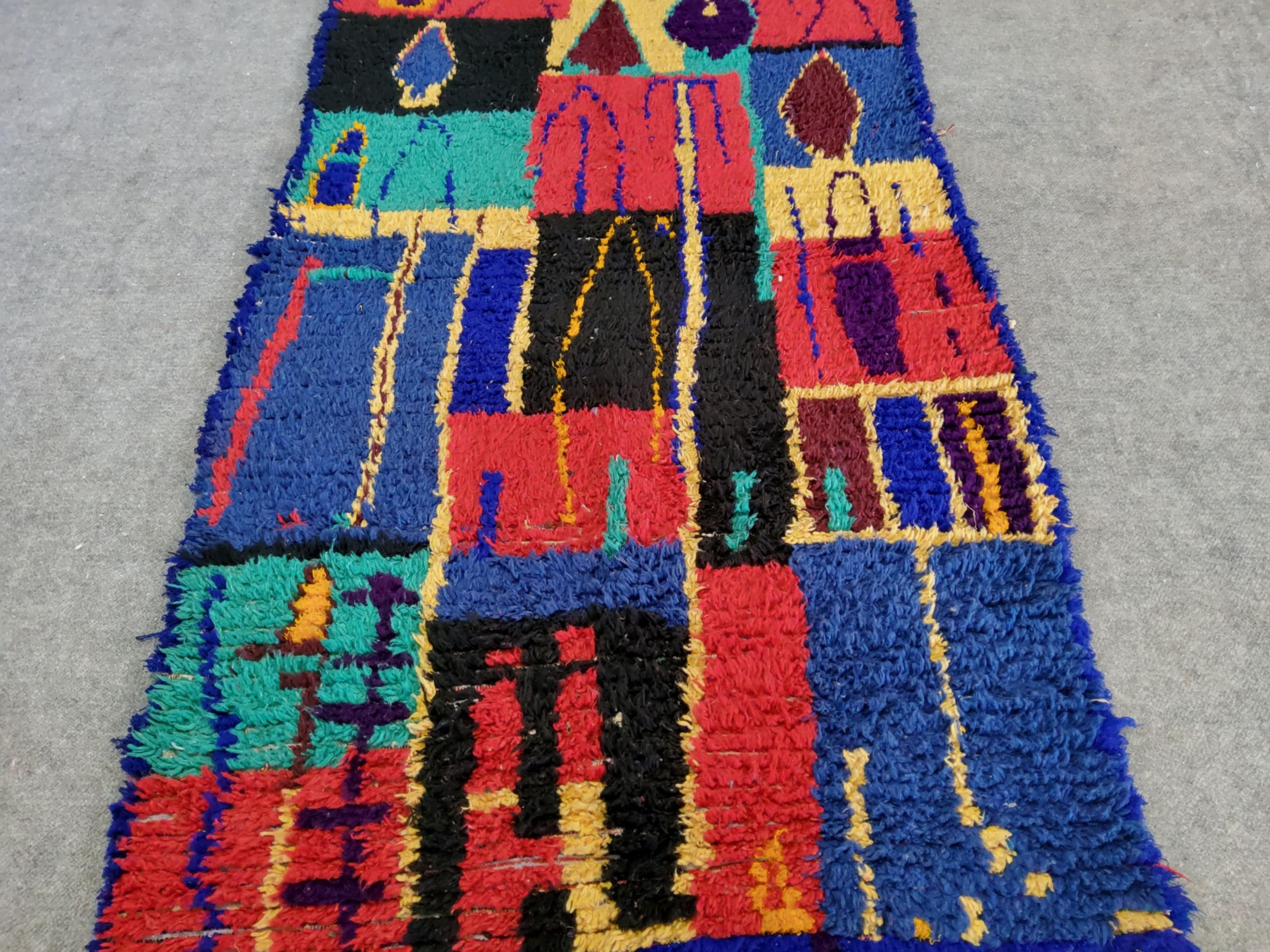 Hand-Knotted Azila Moroccan Berber Rug Manufatto in Wool and Cotton Multicolored Naturals For Sale