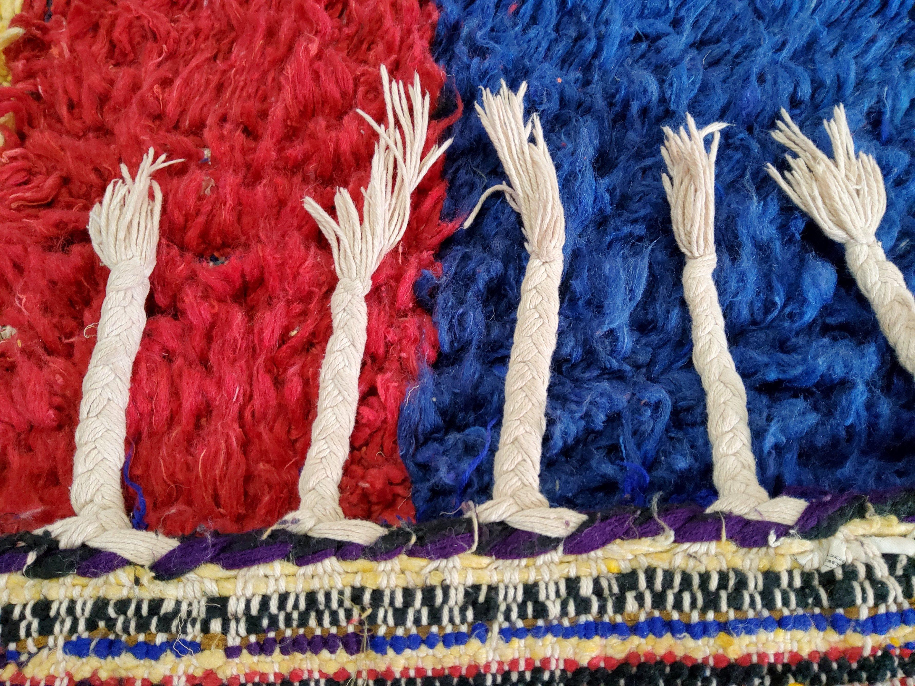 Late 20th Century Azila Moroccan Berber Rug Manufatto in Wool and Cotton Multicolored Naturals For Sale