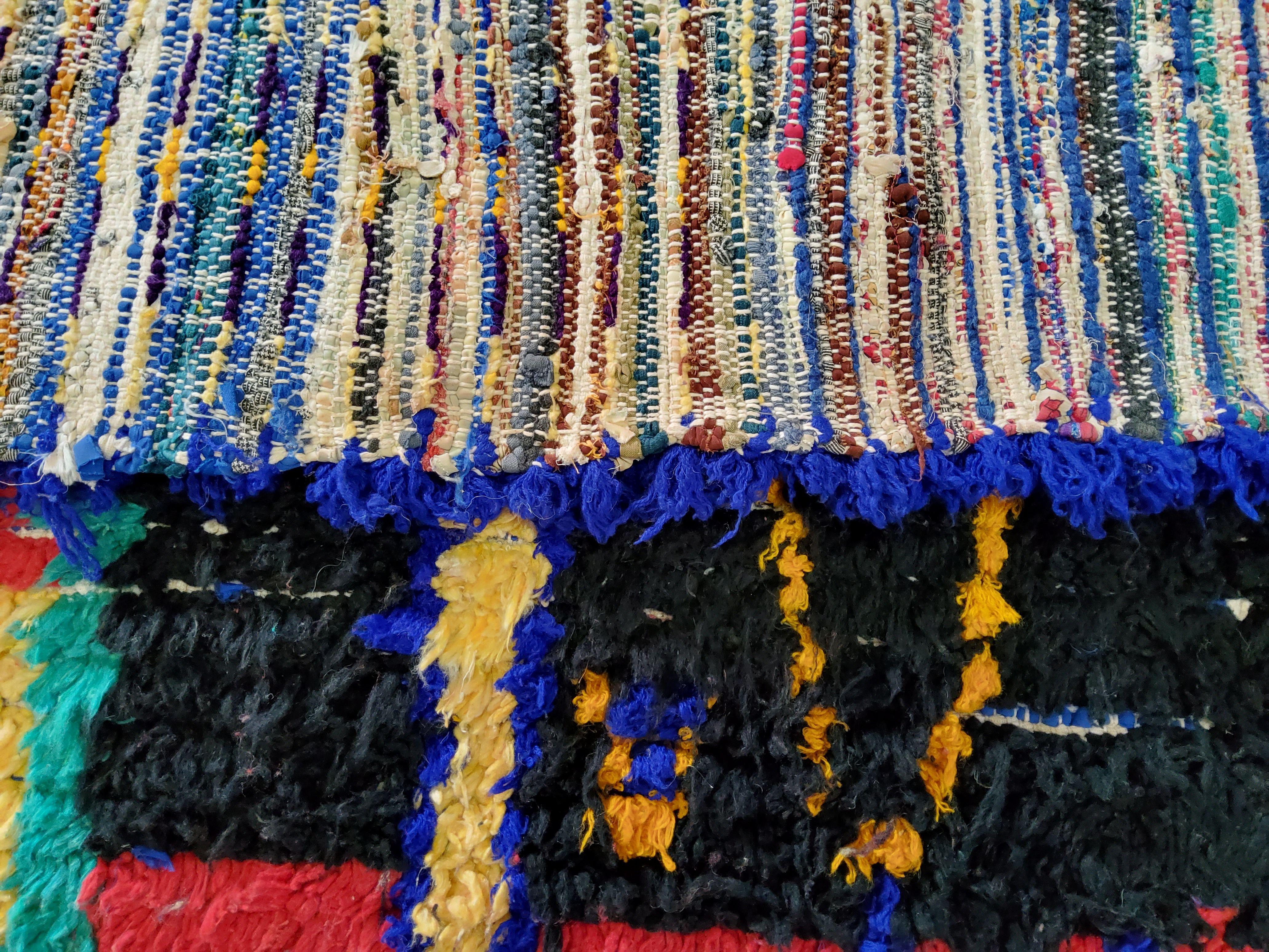 Azila Moroccan Berber Rug Manufatto in Wool and Cotton Multicolored Naturals For Sale 1