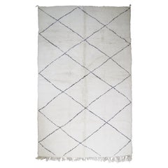 Moroccan Carpet  Berber Beni Ourain White Black Natural Wool Handiwork
