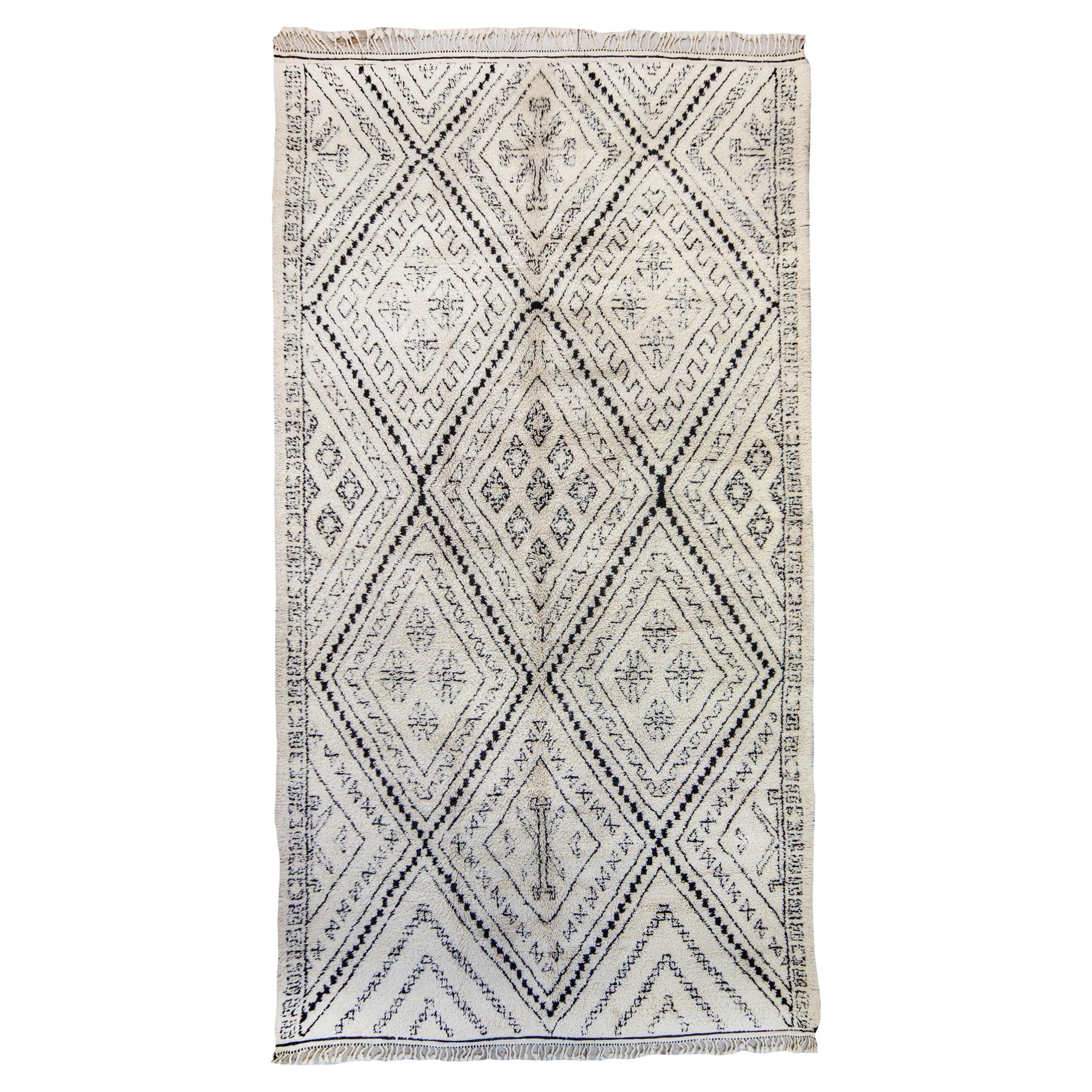 Tappeto Berbero Beniourain, Marocco, Anni ’80, Lana Annodata a Mano,  416×210 cm