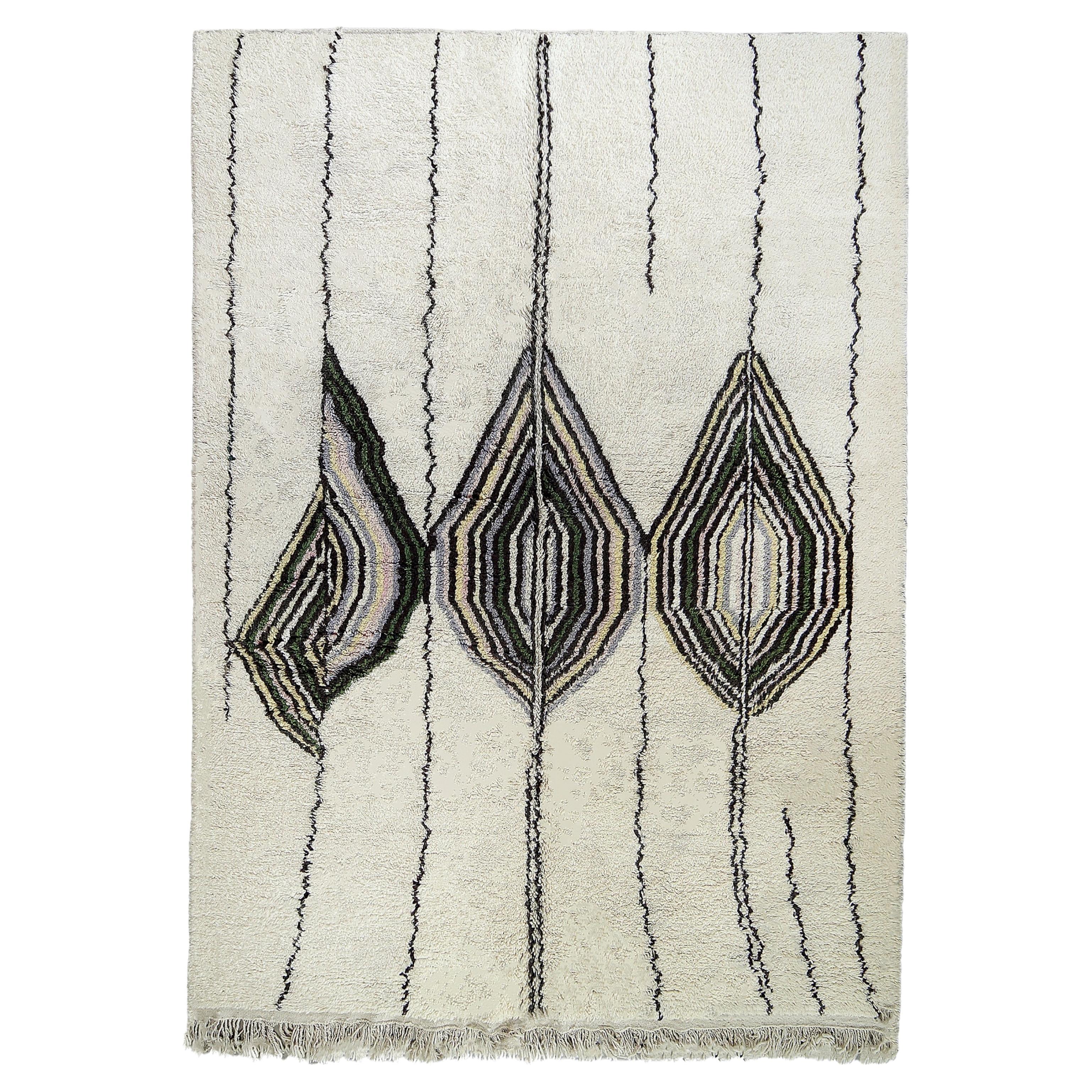 Alfombra de diseño bereber Marruecos, años 90 Lana natural 310×225 cm