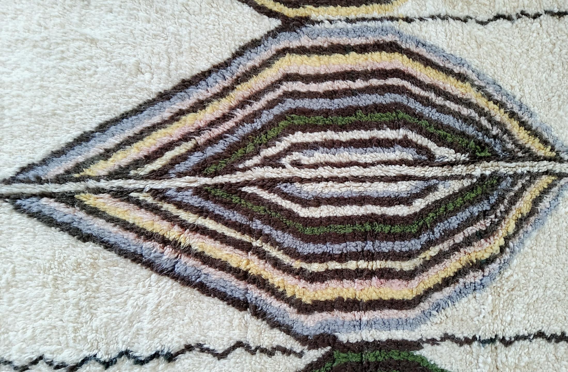 Annodato a mano Tappeto Berbero Design  Marocco, anni '90  Lana Naturale  310×225 cm in vendita