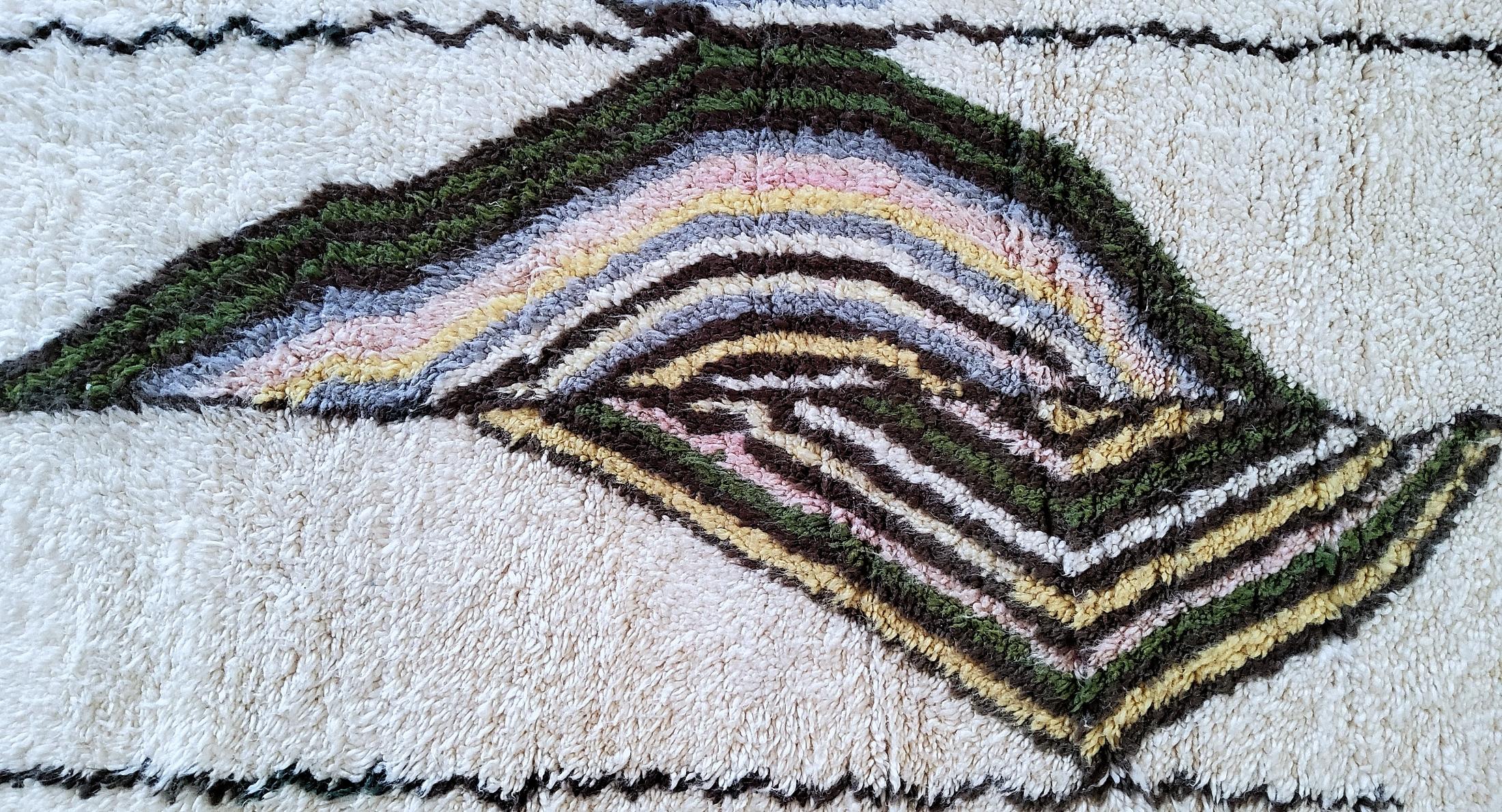 Tappeto Berbero Design  Marocco, anni '90  Lana Naturale  310×225 cm In condizioni buone in vendita a Loria, IT