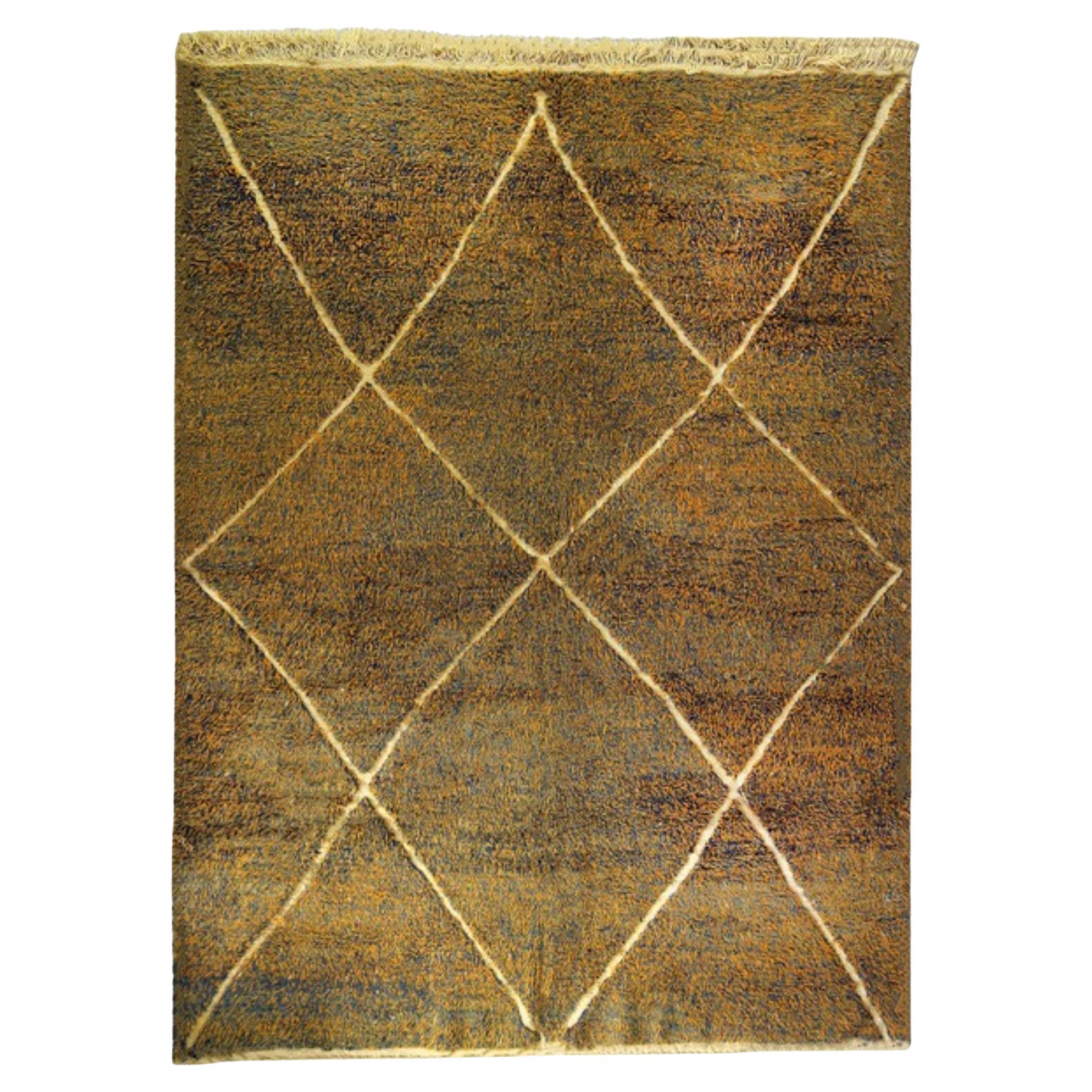 Tappeto Berbero Marocchino Design Vintage Manufatto in Lana Multicolore Naturale