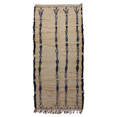 Alfombra bereber marroquí vintage Azilal de lana natural y algodón