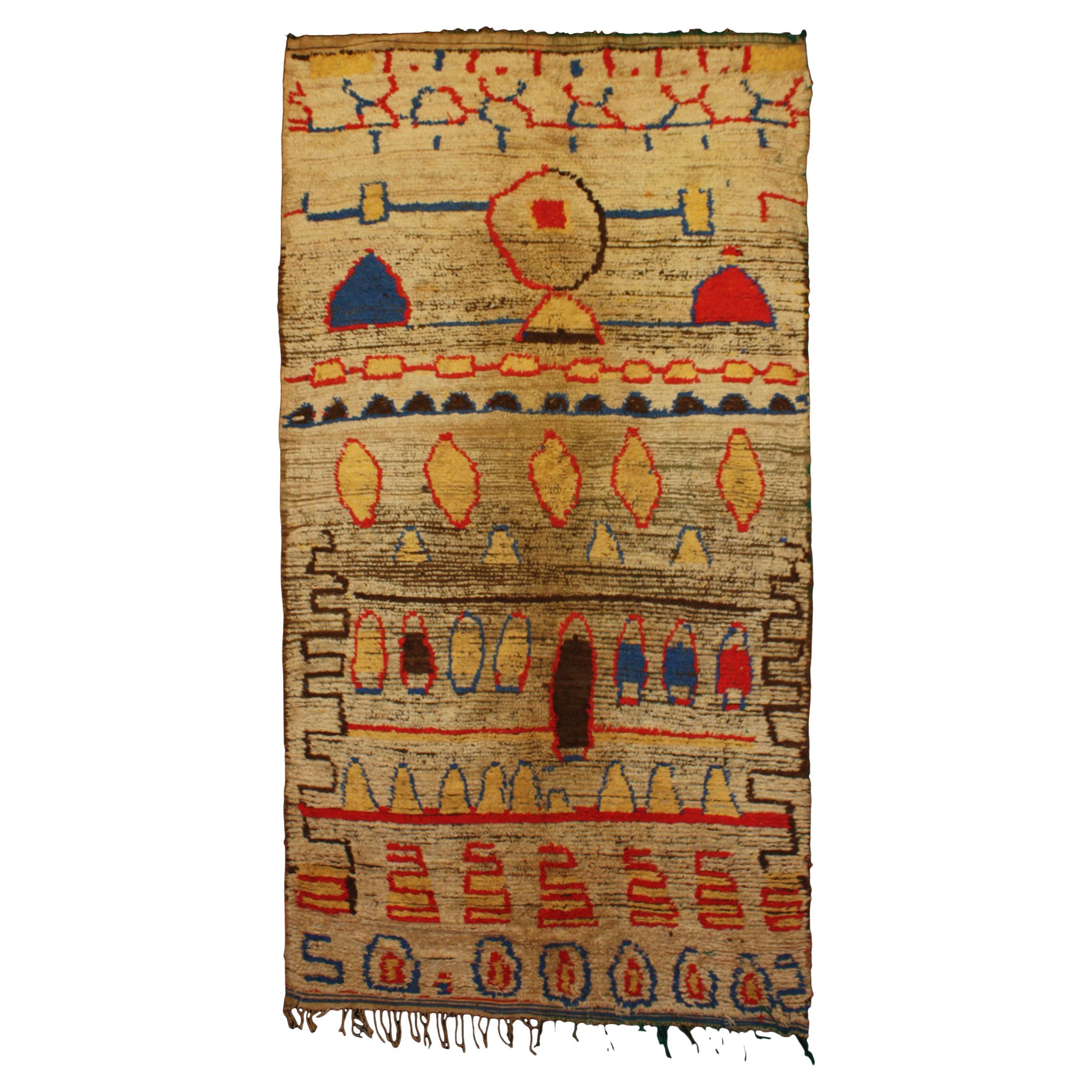 Tappeto Berbero Vintage Marocchino Azilal Manufatto in Lana Multicolore Naturale