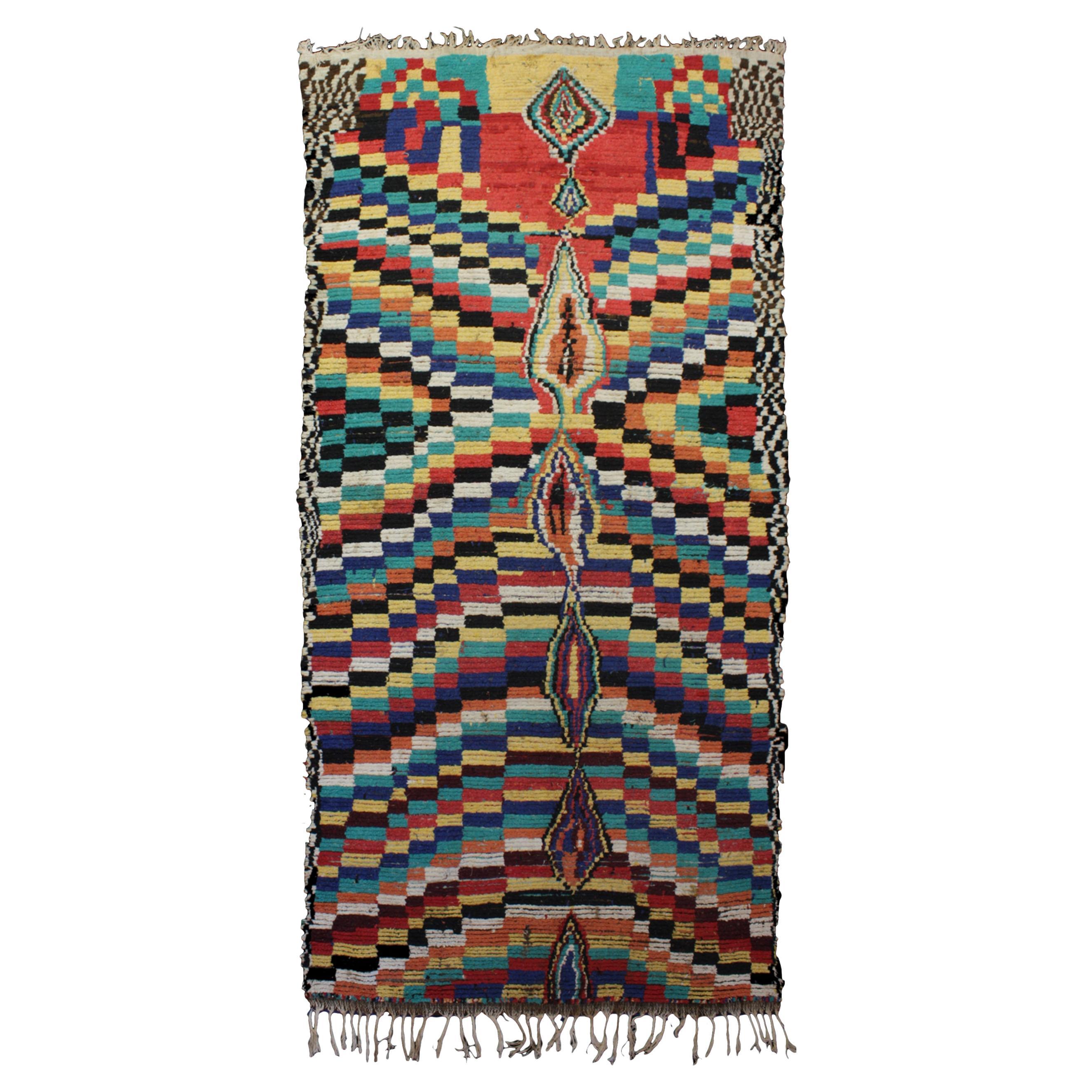 Tappeto Berbero Vintage Marocchino Azilal Manufatto in Lana Multicolore Naturale
