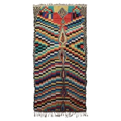 Tappeto Berbero Vintage Marocchino Azilal Manufatto in Lana Multicolore Naturale