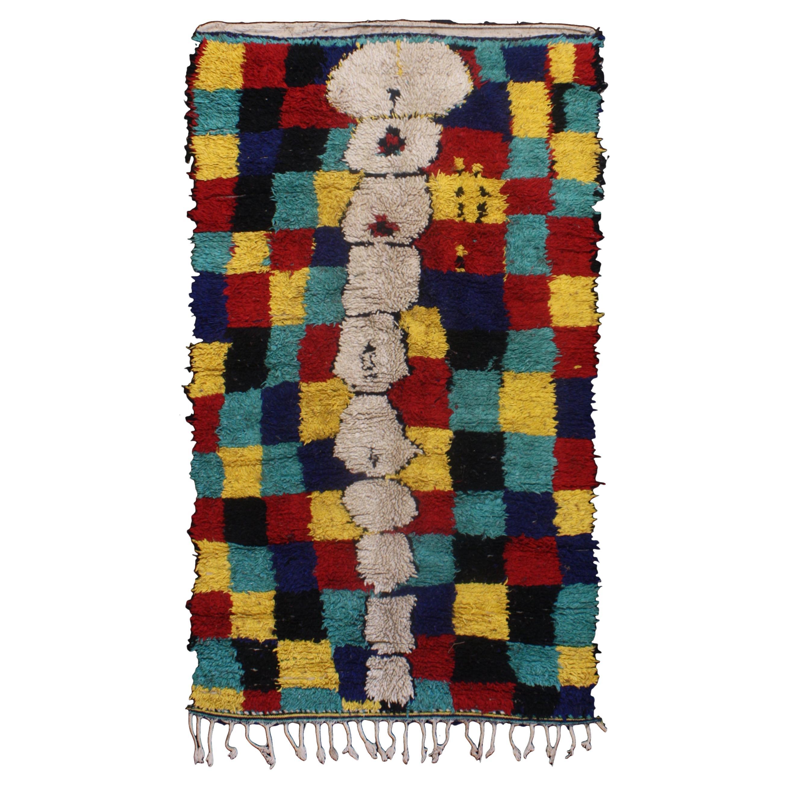 Tappeto Berbero Vintage Marocco Azilal Manufatto in Lana Multicolore Naturale