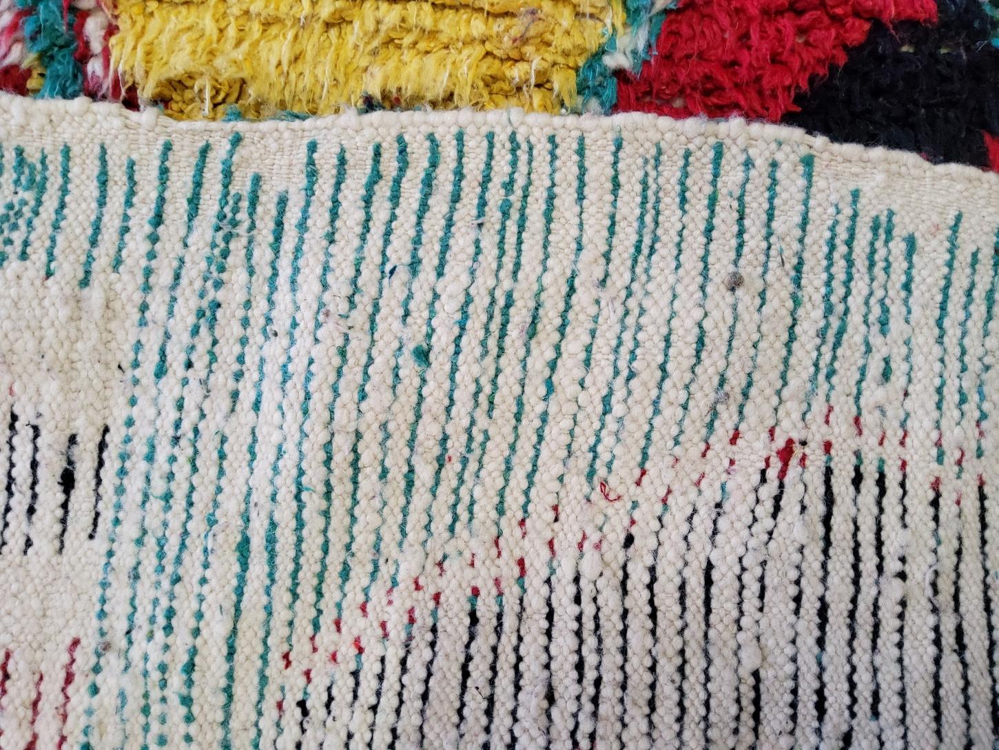 Tappeto Berbero Vintage Marocco Manuratto in Lana e Cotone Multicolori Naturale in vendita 4