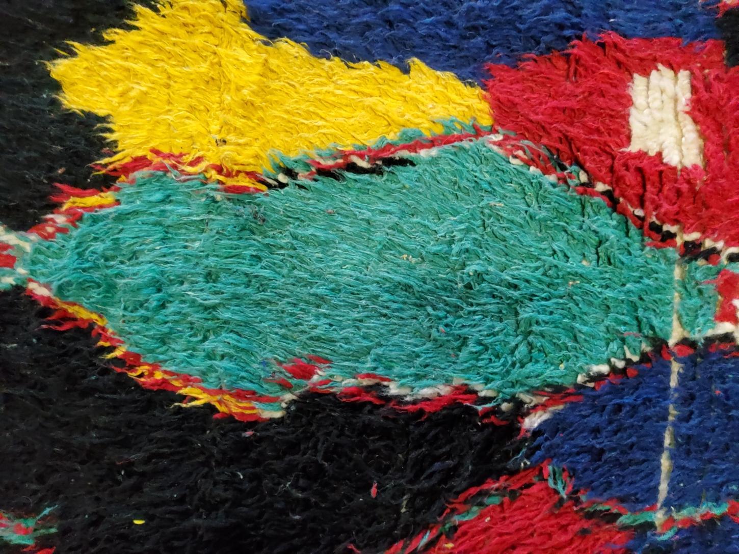 Annodato a mano Tappeto Berbero Vintage Marocco Manuratto in Lana e Cotone Multicolori Naturale in vendita