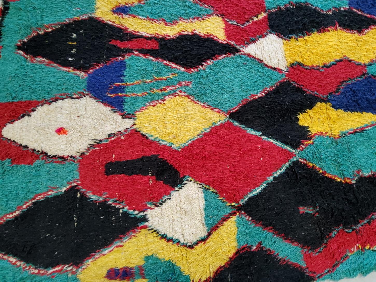 Tappeto Berbero Vintage Marocco Manuratto in Lana e Cotone Multicolori Naturale In condizioni buone in vendita a Loria, IT