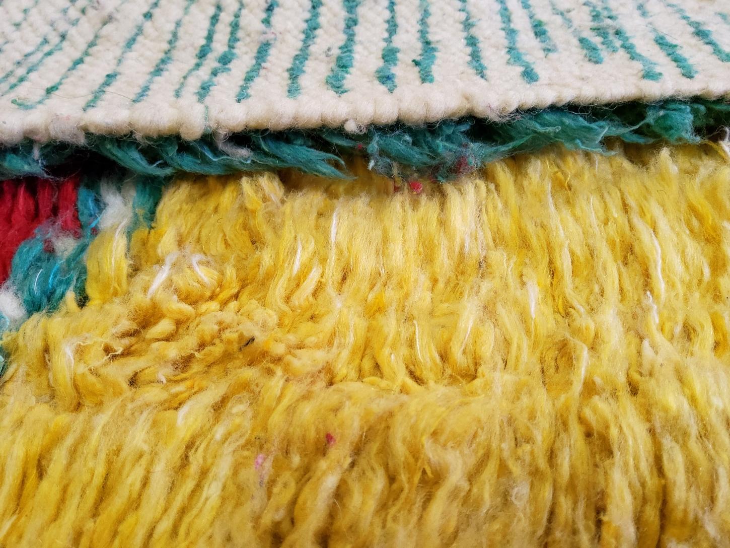 Tappeto Berbero Vintage Marocco Manuratto in Lana e Cotone Multicolori Naturale in vendita 2