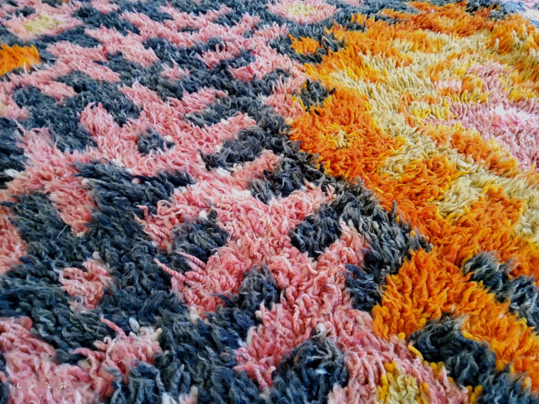Hand-Knotted Berber Carpet Vintage Talsent Morocco, 1950s Natural Dyed Wool 418×197 cm For Sale