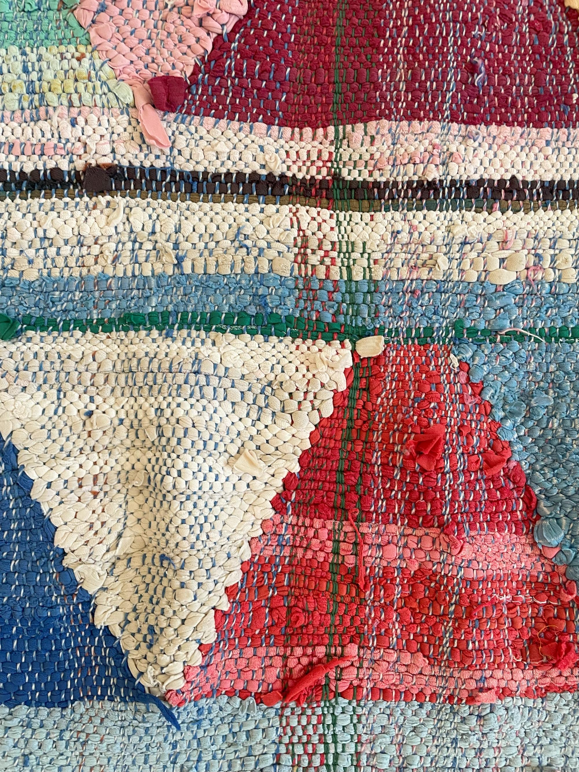 20th Century Tappeto Boucherouite Berbero anni ’70  Manufatto in lana e cotone  240×165 cm in vendita