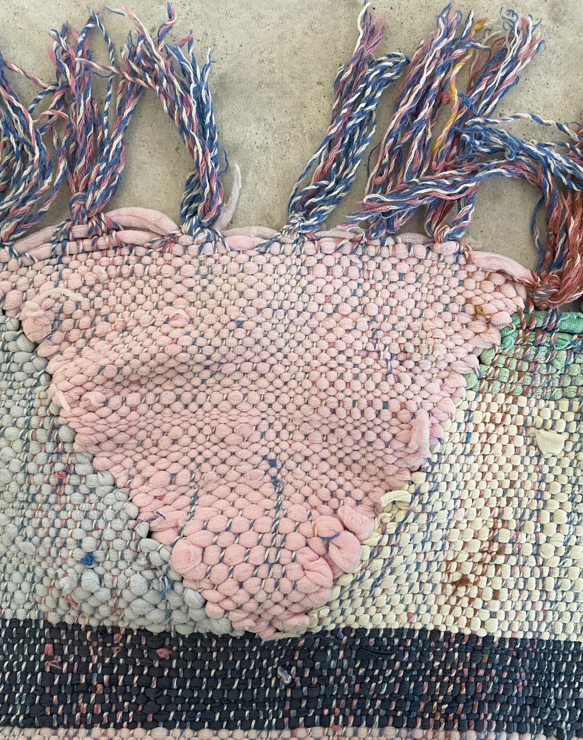 1970s Berber Boucherouite Carpet  Wool and cotton artifact  240×165 cm For Sale 1