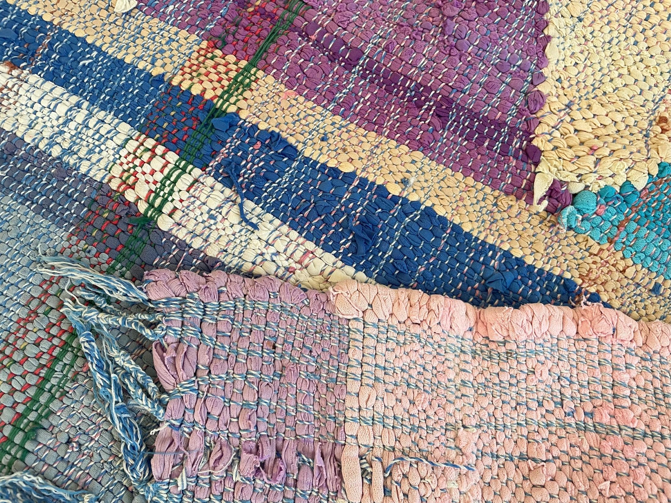 1970s Berber Boucherouite Carpet  Wool and cotton artifact  240×165 cm For Sale 2