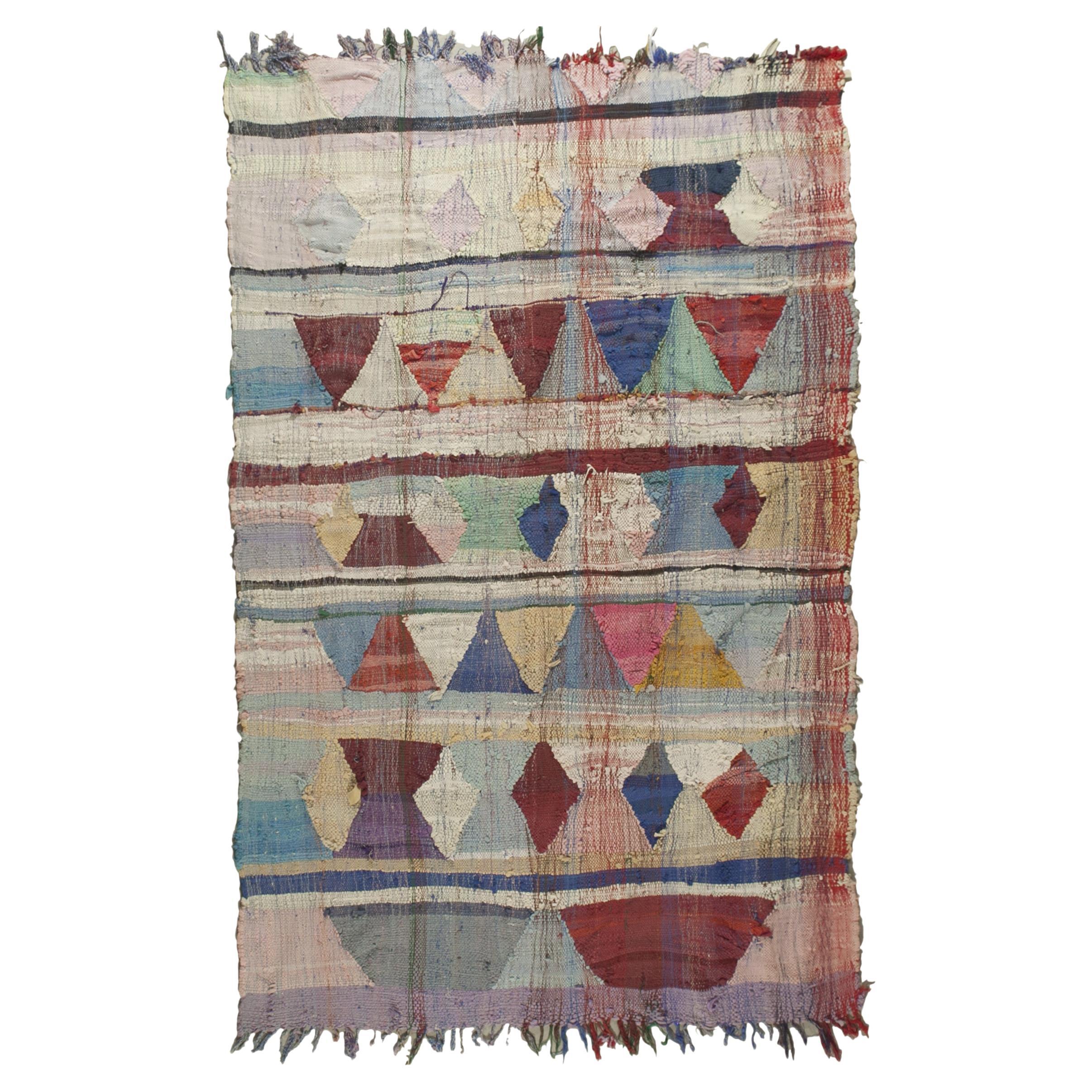 Tappeto Boucherouite Berbero anni ’70  Manufatto in lana e cotone  240×165 cm in vendita