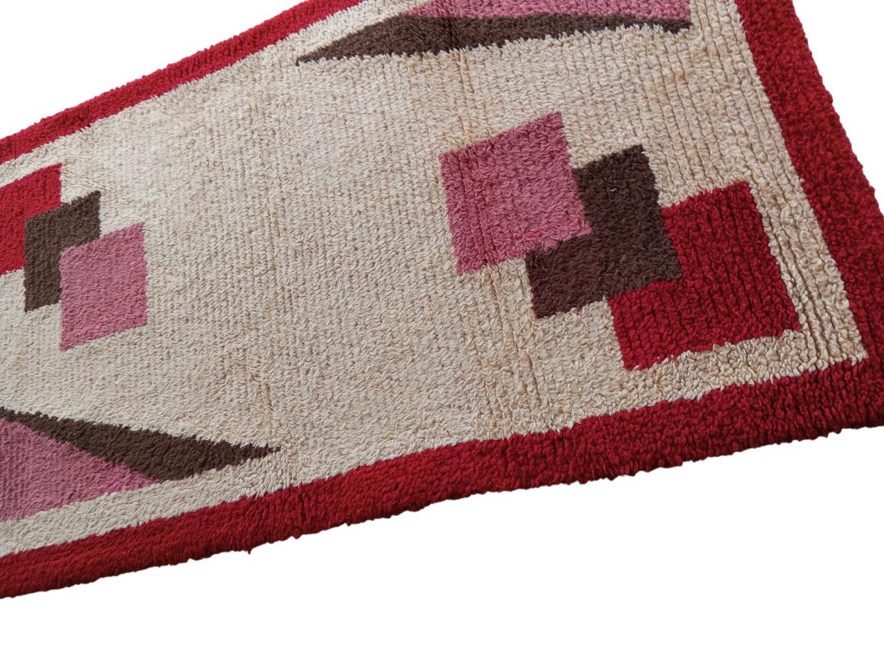 Hand-Knotted Cogolin art deco rug   hand-knotted in wool, France For Sale