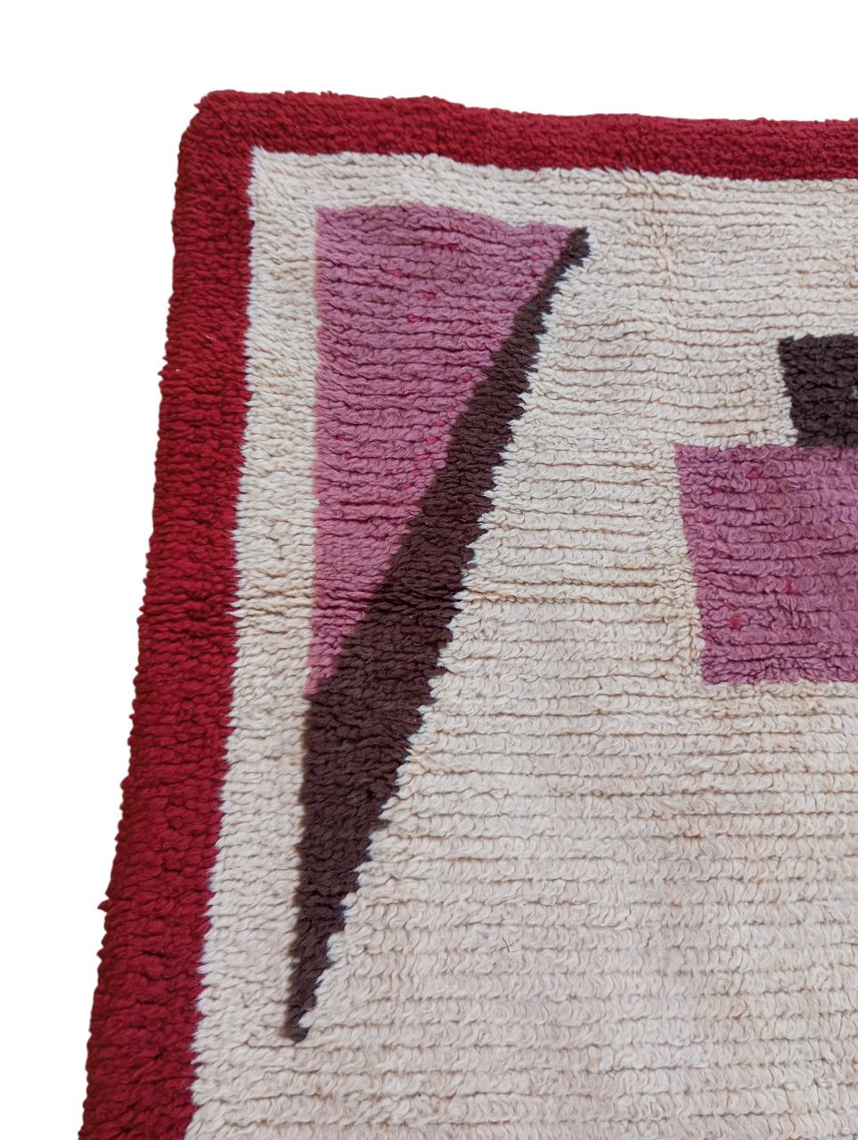 Wool Cogolin art deco rug   hand-knotted in wool, France For Sale