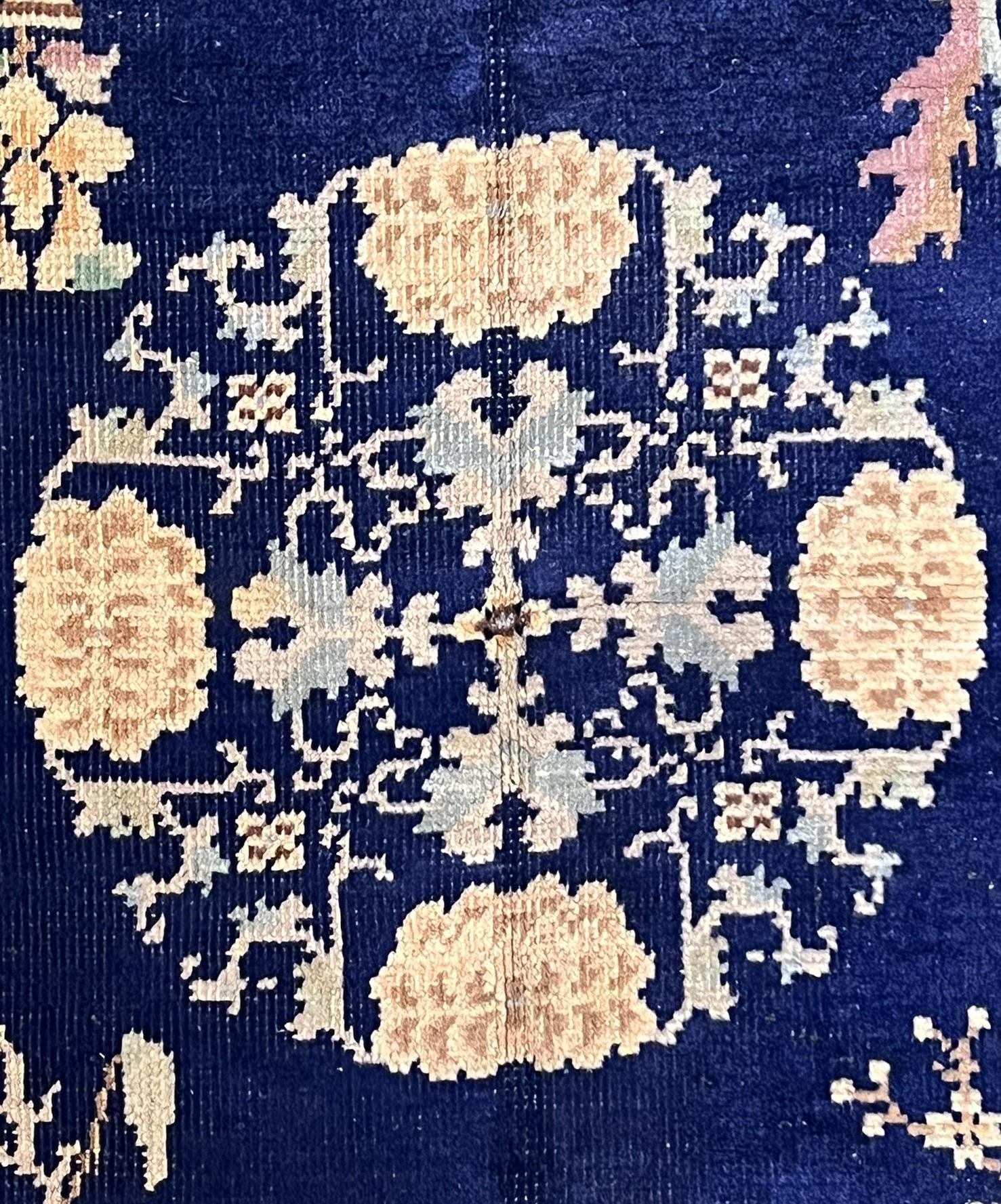 Chinoiserie Carpet with light blue background and Chinese design from the 1930s For Sale