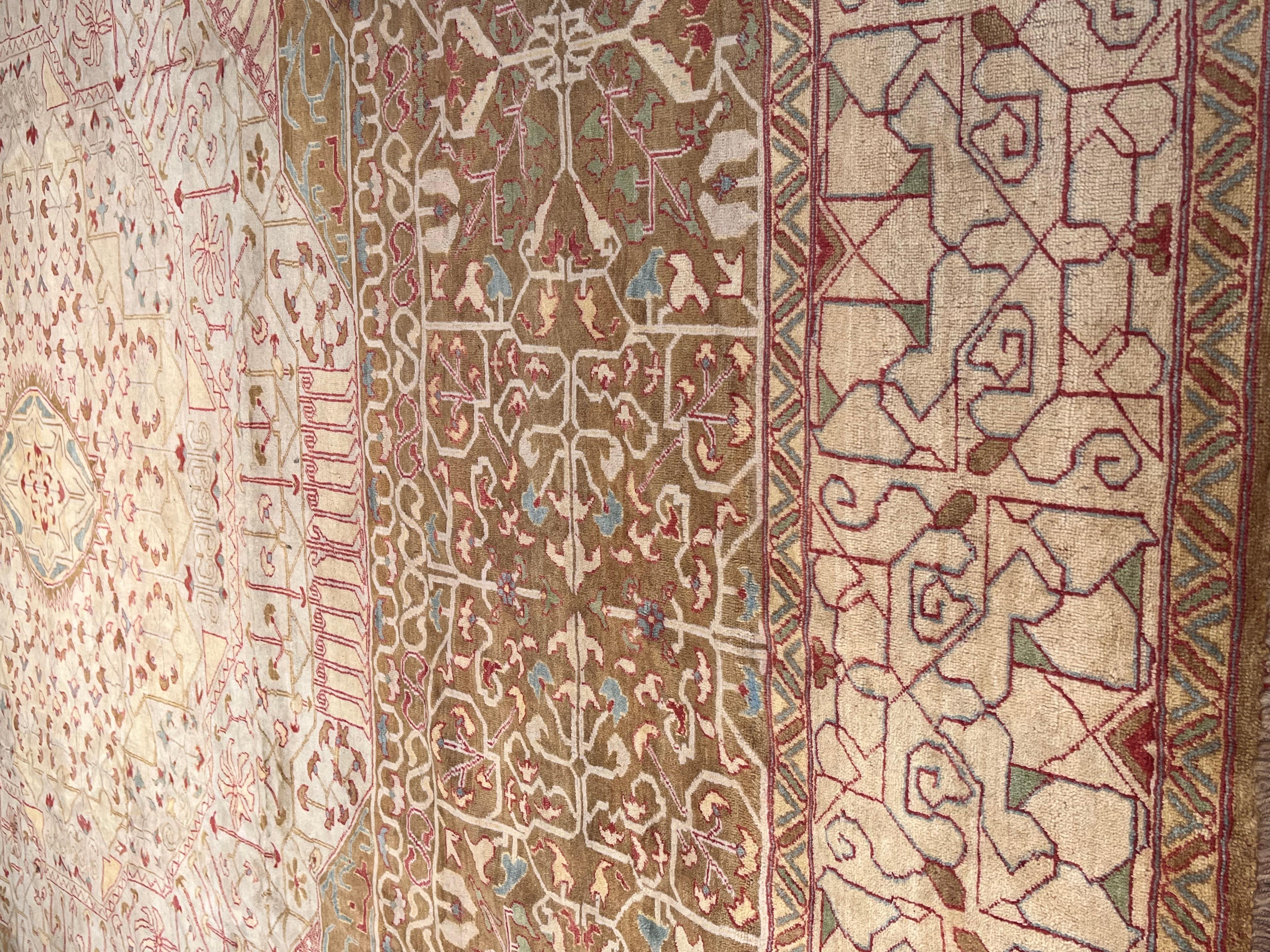 Turkish Carpet with the pattern of ancient Mamluk carpets and light shade For Sale
