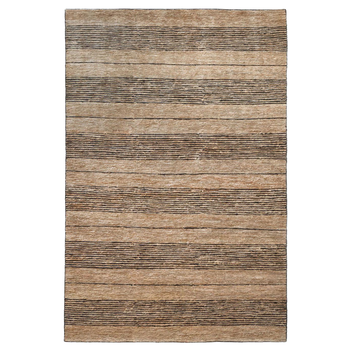 Tappeto contemporaneo beige righe in iuta naturale intrecciato a mano 200x300cm