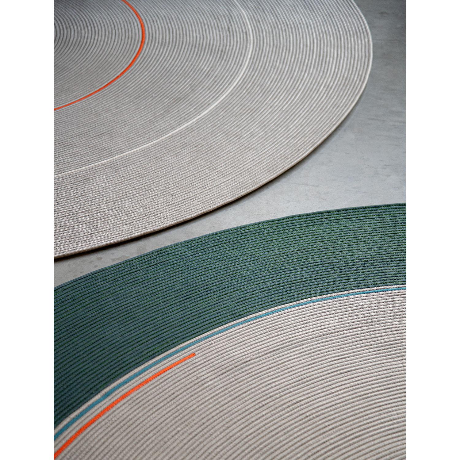 Indiano Tappeto contemporaneo Interno Esterno Grigio Rotondo di Deanna Comellini Ø200 cm in vendita