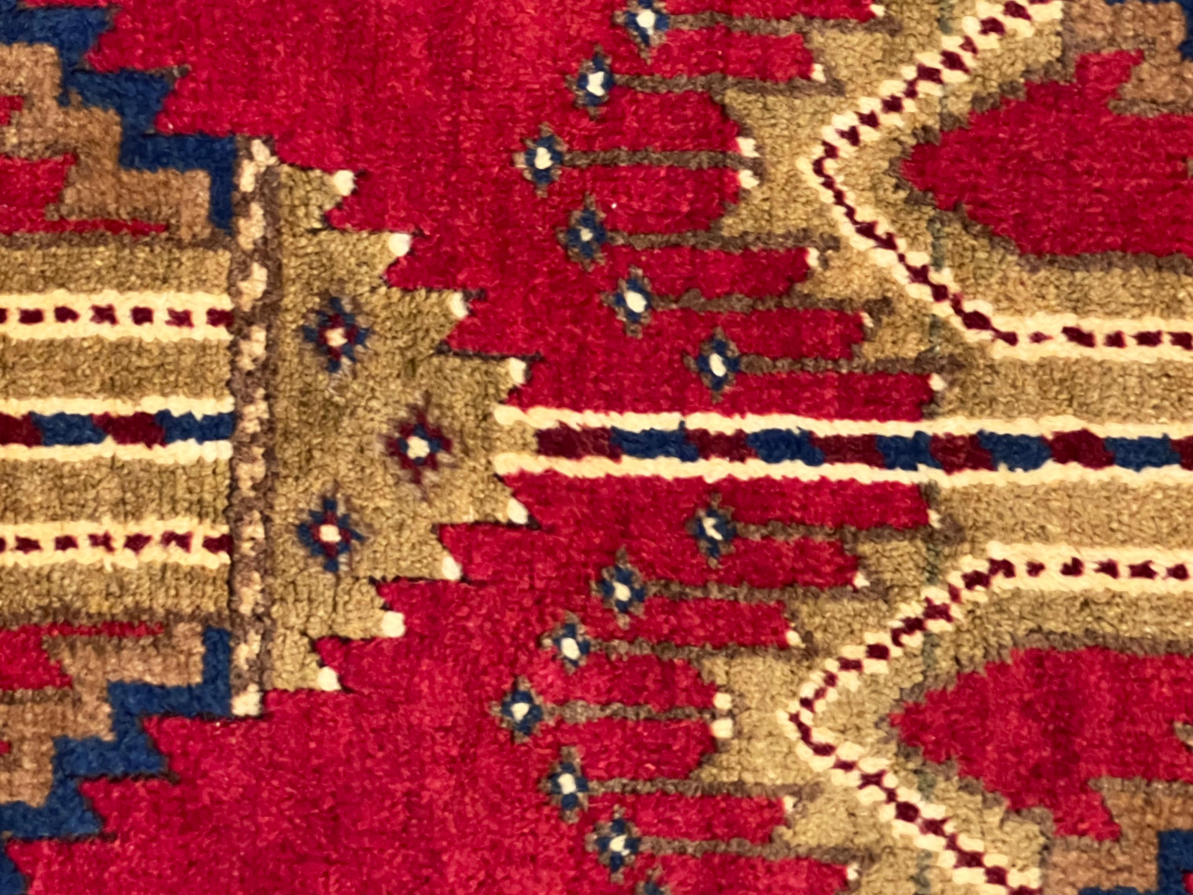 Ruby red background prayer rug of Anatolian manufacture For Sale 4