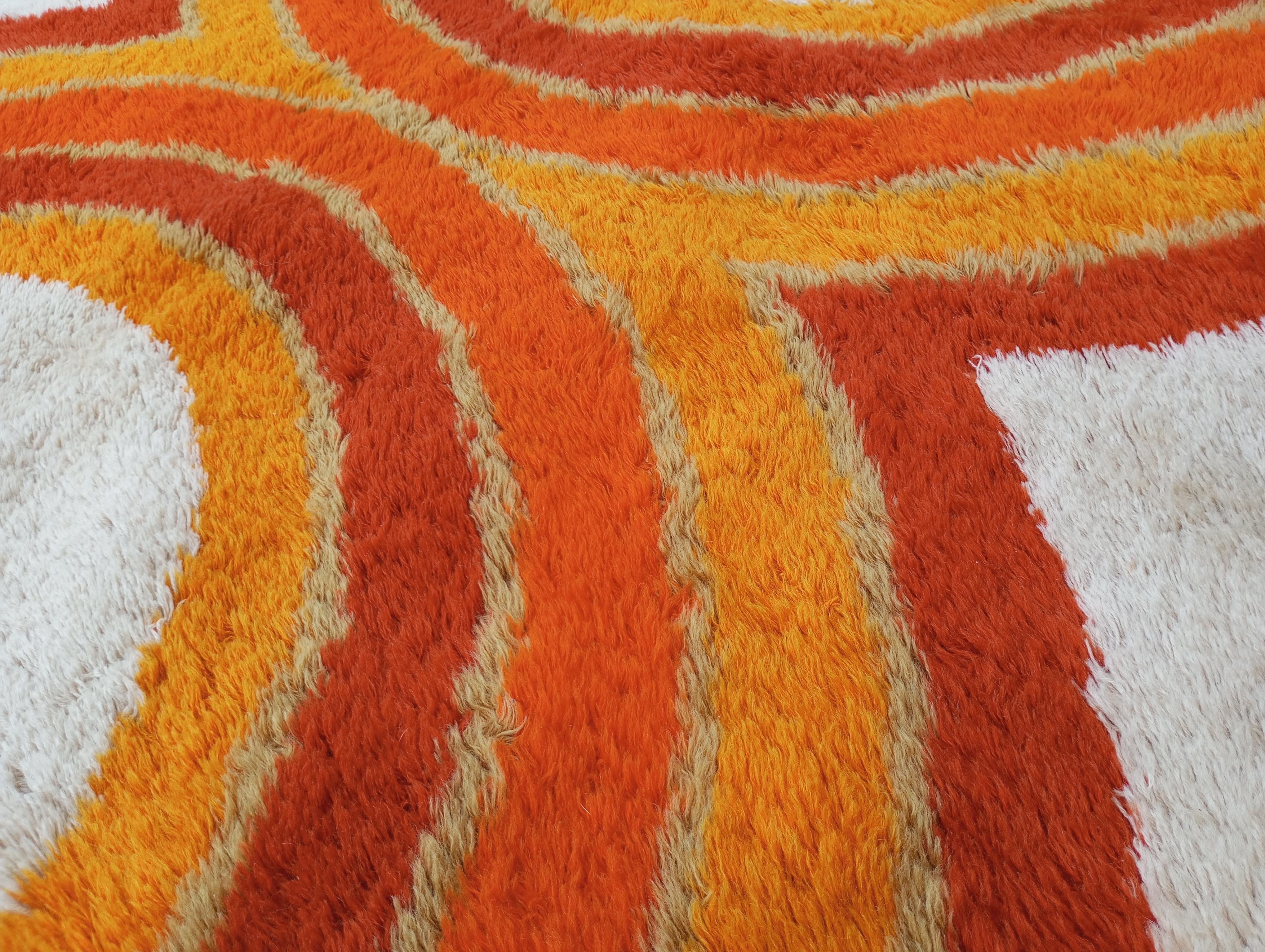 Wool Danish RYA wool rug by Hojer Eksport Wilton 1970s For Sale