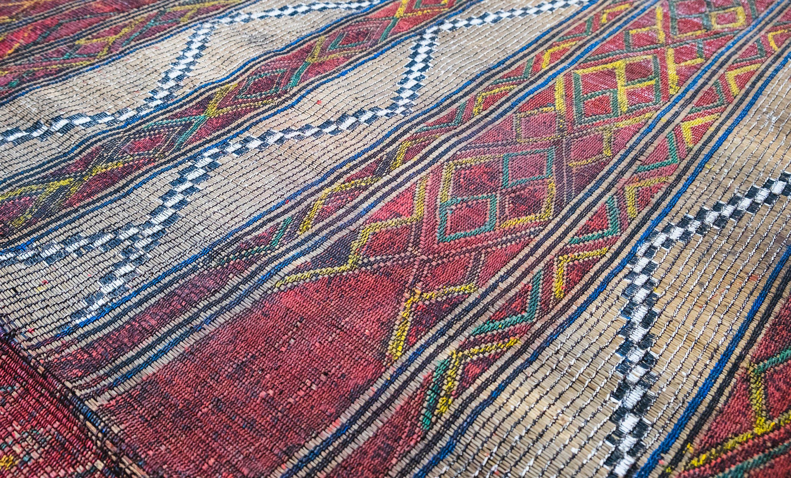 Sub-Saharan African Stuoia Tuareg Tappeto Marrone Manufatta in Sahara Mauritana Marocco Vintage in vendita