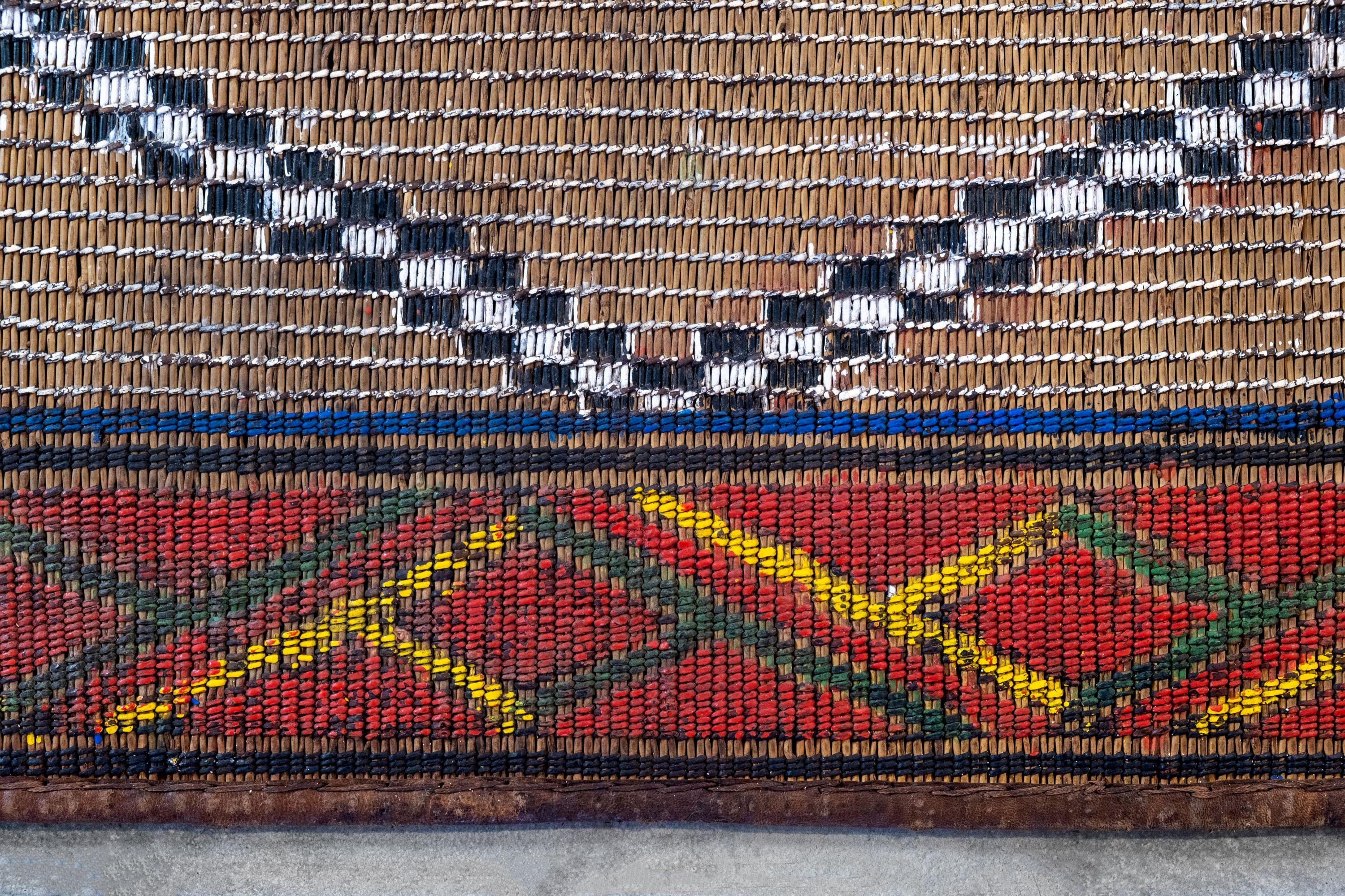 Stuoia Tuareg Tappeto Marrone Manufatta in Sahara Mauritana Marocco Vintage in vendita 1