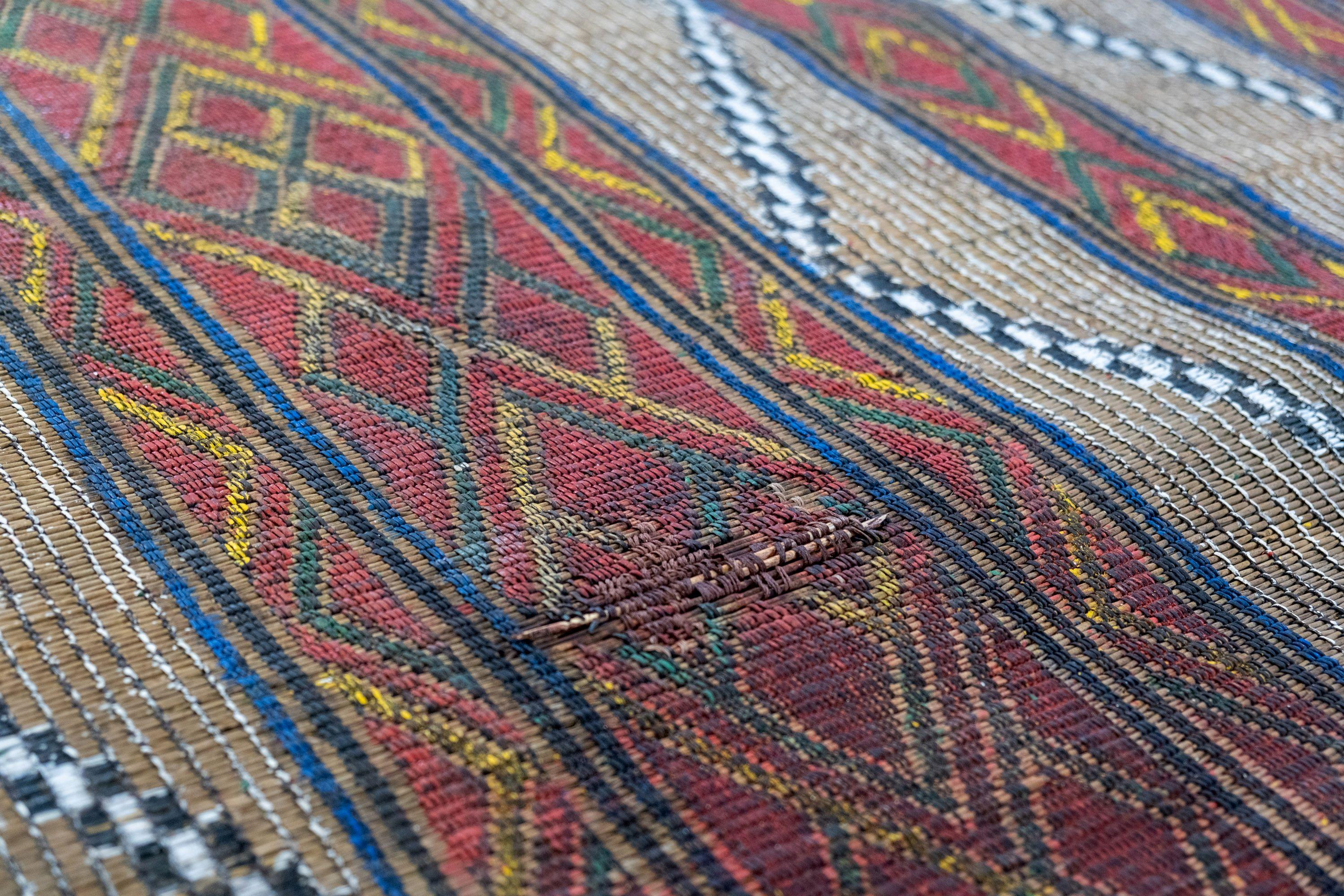 Fatto a mano Stuoia Tuareg Tappeto Marrone Manufatta in Sahara Mauritana Marocco Vintage in vendita