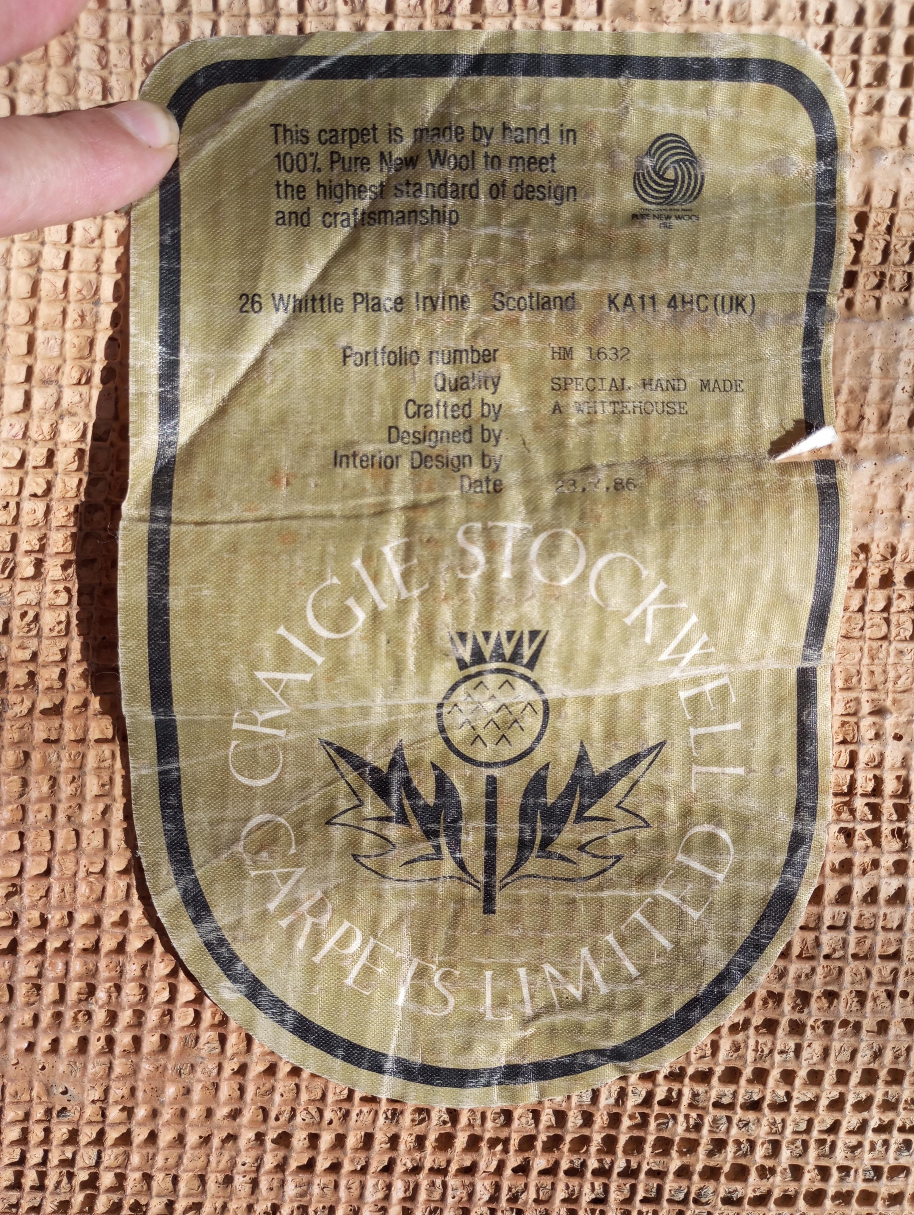 Teppich von Ian Spalding produziert von Craigie Stockwell Schottland 1980er Jahre im Angebot 7