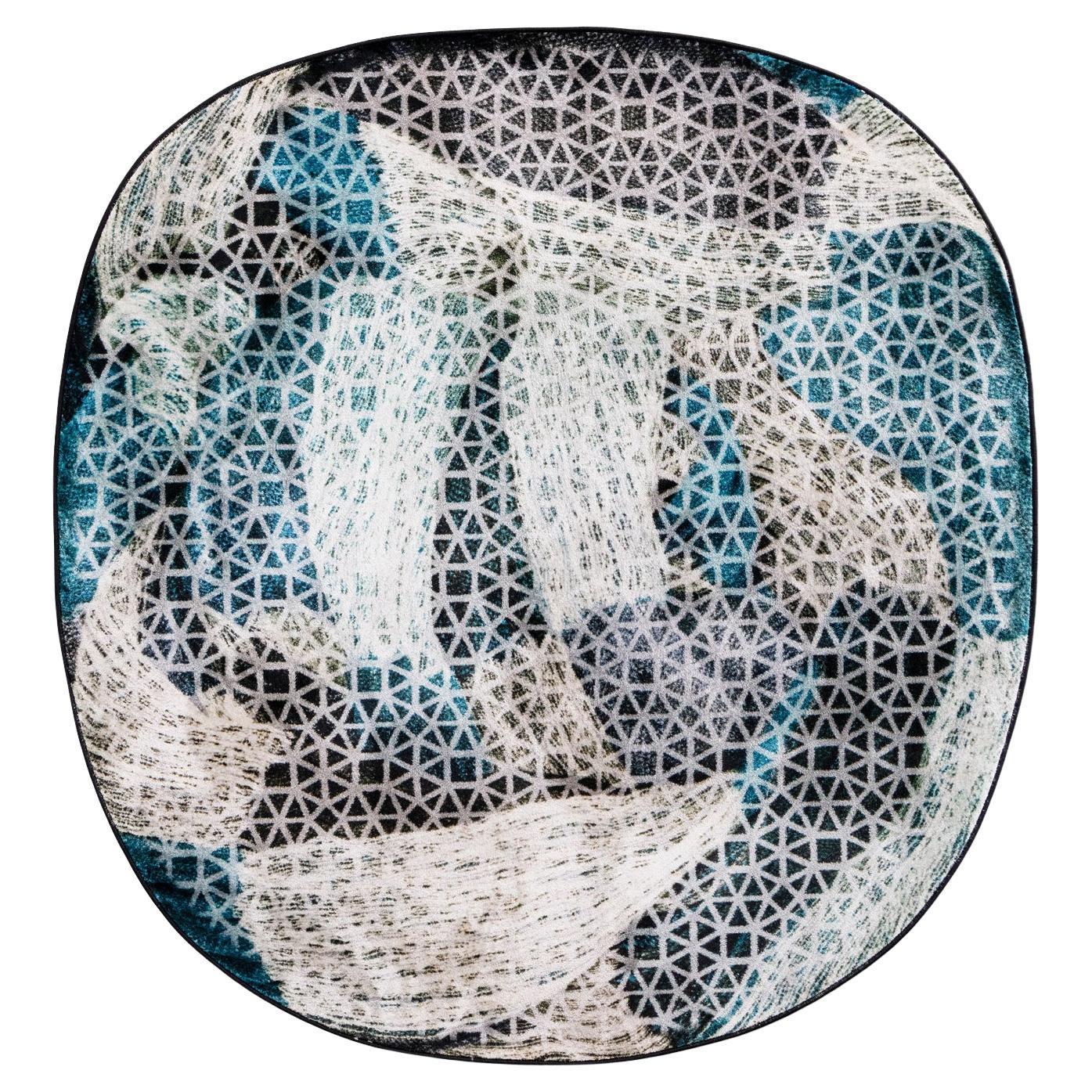 Tappeto Design Italiano Forma Organica Blu Pattern Deanna Comellini 380x395 cm