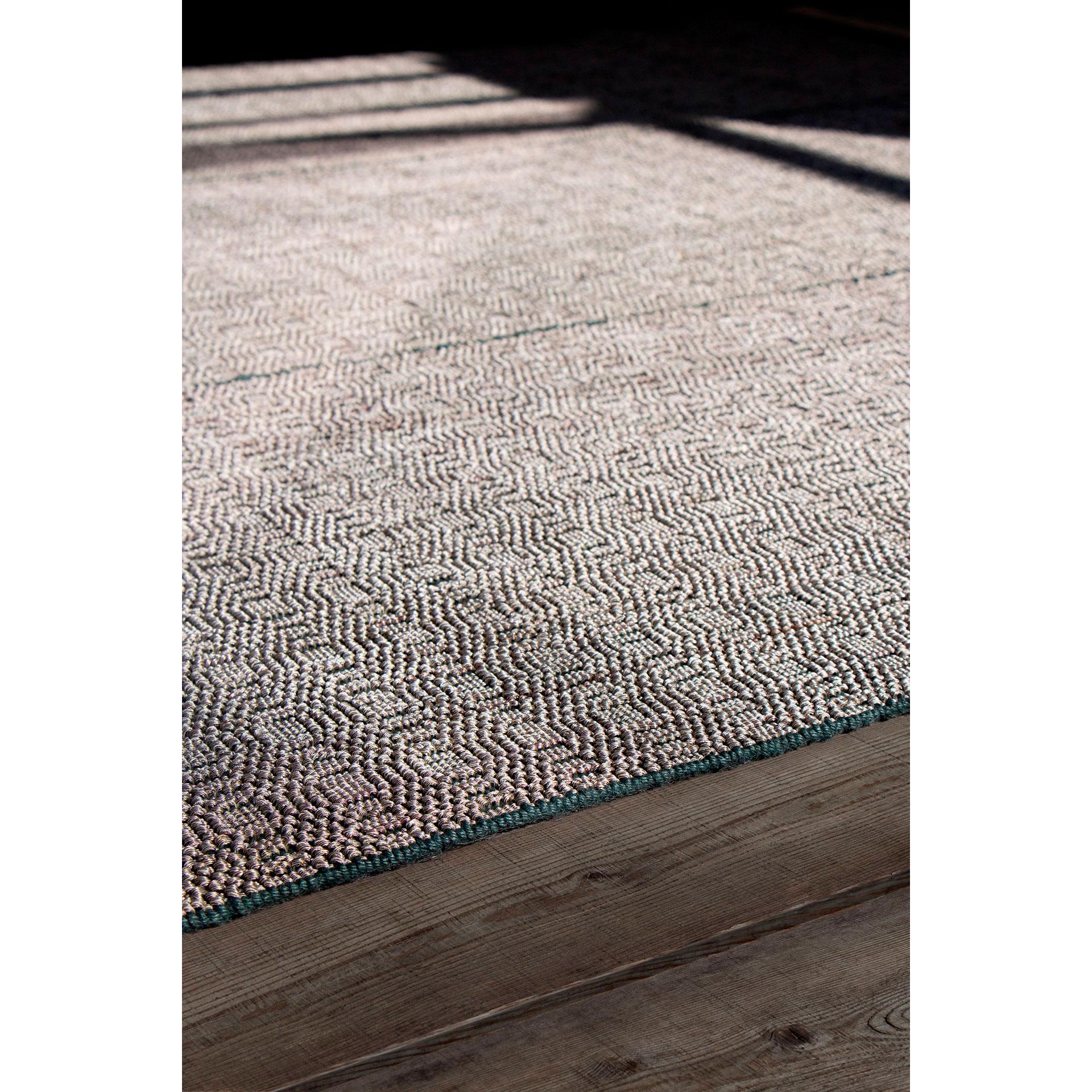 Indiano Tappeto design italiano grigio e verde di Deanna Comellini in Stock 200x300cm in vendita